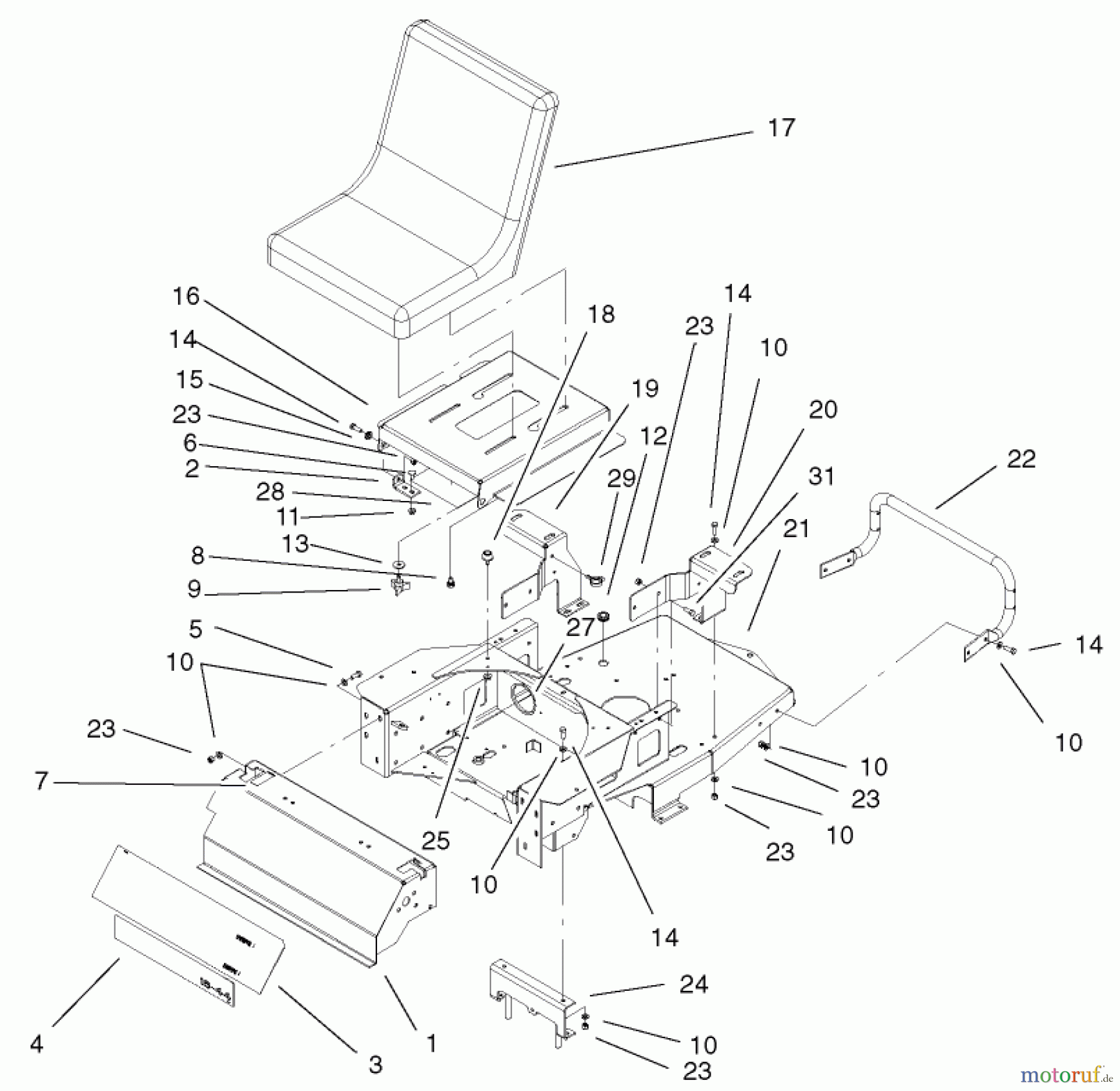 Toro Neu Mowers, Zero-Turn 74701 (Z17-52) - Toro Z17-52 TimeCutter Z Riding Mower, 2002 (220000001-220999999) MAIN FRAME ASSEMBLY