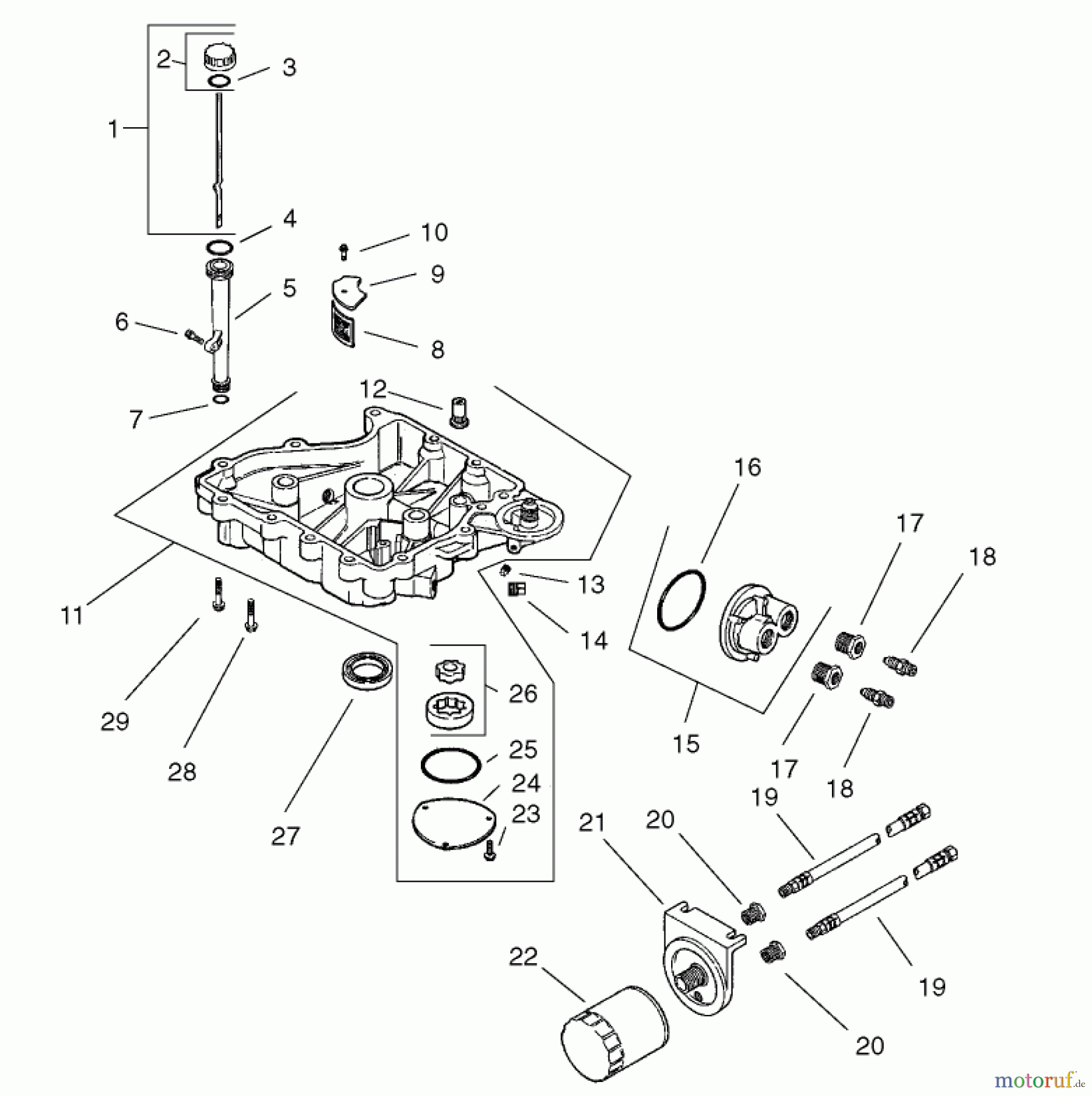 Toro Neu Mowers, Zero-Turn 74701 (Z17-52) - Toro Z17-52 TimeCutter Z Riding Mower, 2002 (220000001-220999999) OIL PAN / LUBRICATION ASSEMBLY KOHLER CV 490-27503