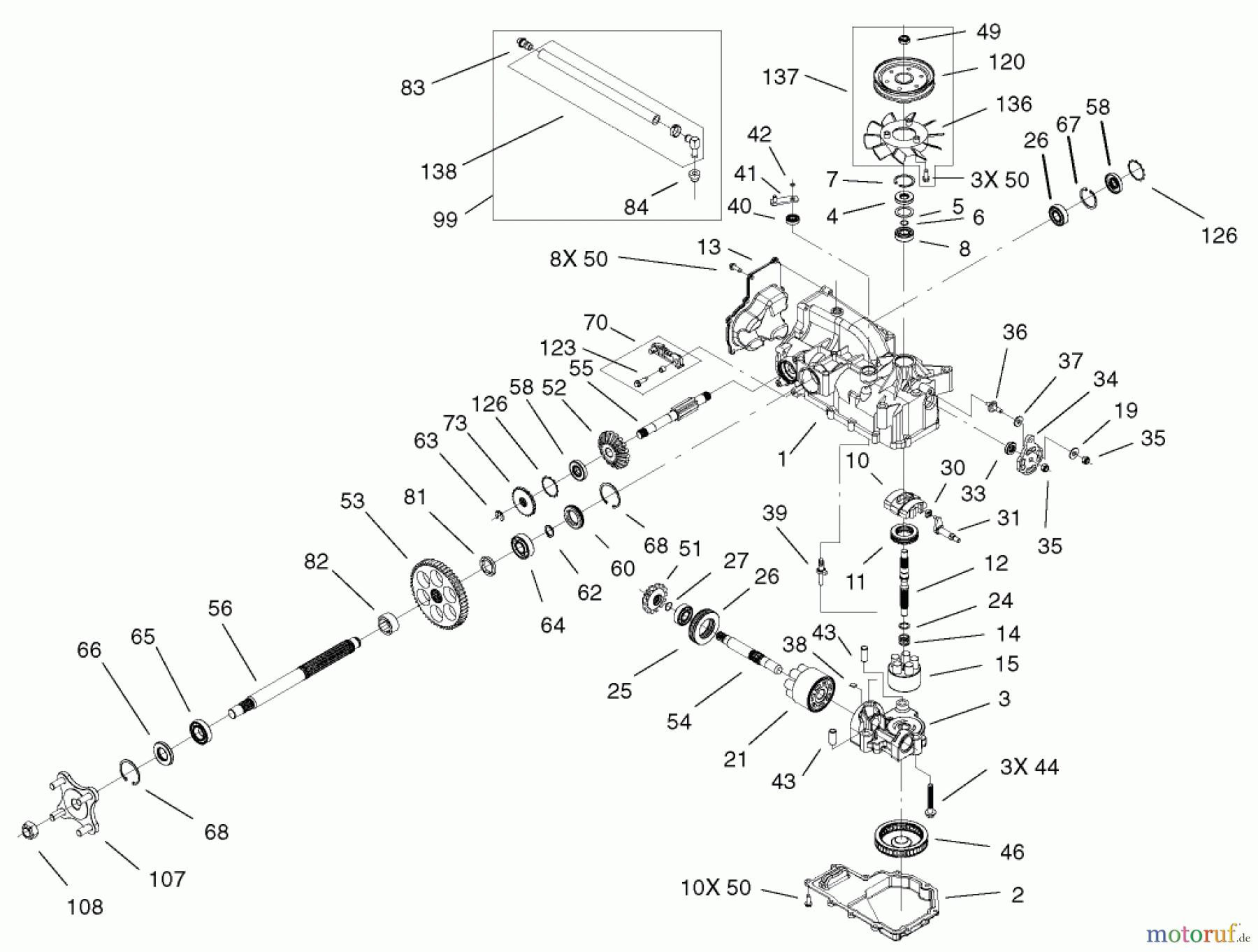 Toro Neu Mowers, Zero-Turn 74701 (Z17-52) - Toro Z17-52 TimeCutter Z Riding Mower, 2002 (220000001-220999999) RH HYDRO TRANSAXLE ASSEMBLY NO. 100-7360