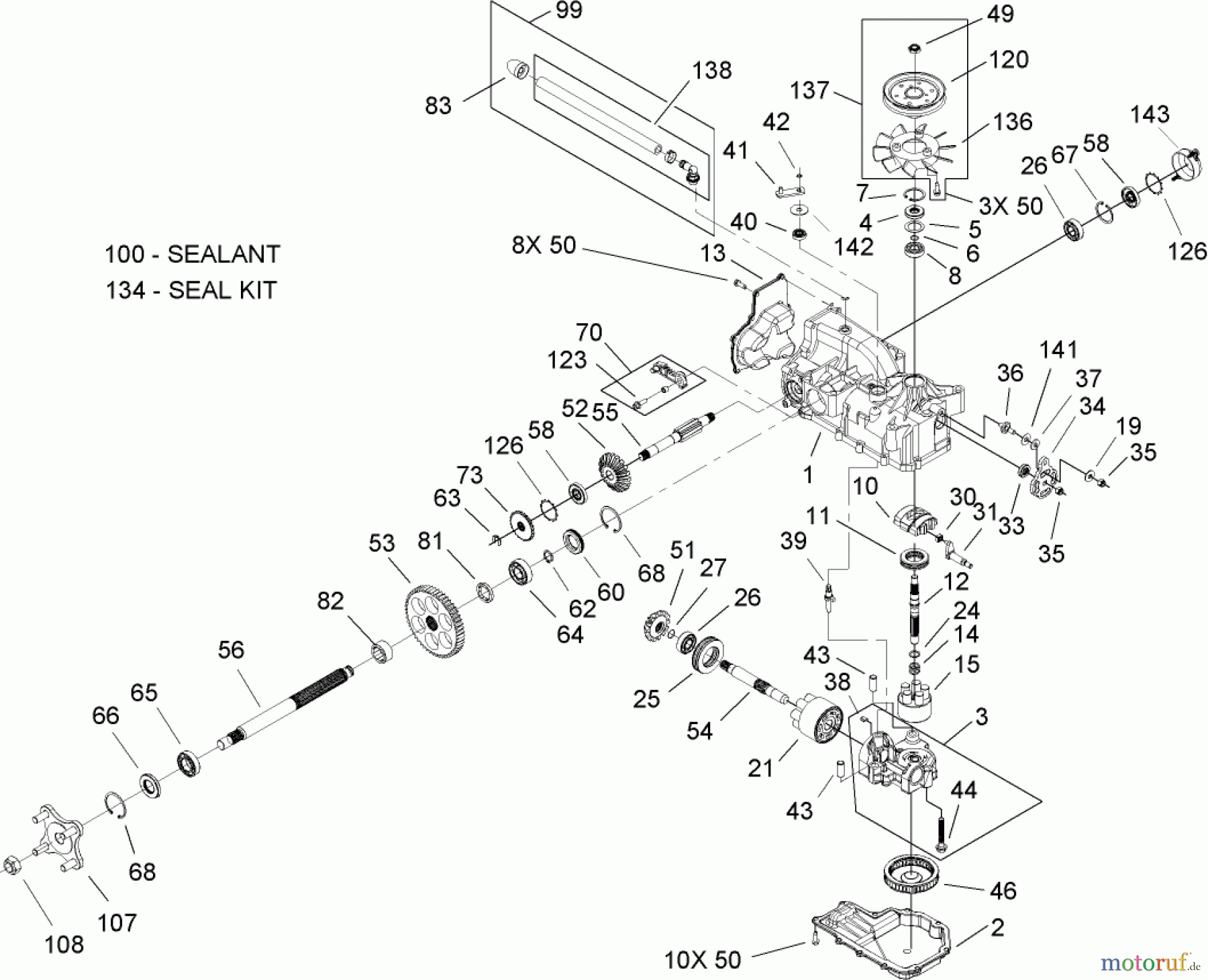 Toro Neu Mowers, Zero-Turn 74702 (18-52ZX) - Toro 18-52ZX TimeCutter ZX Riding Mower, 2004 (240000001-240000199) RH HYDRO TRANSAXLE ASSEMBLY NO. 107-1708