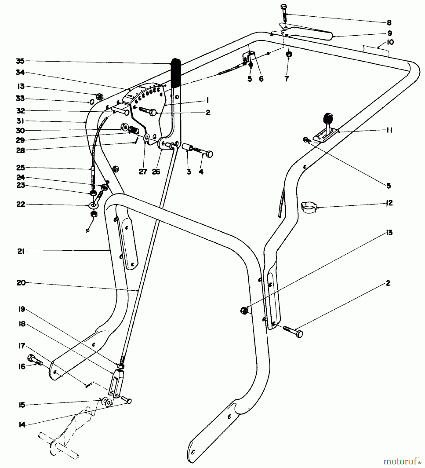 Toro Neu Blowers/Vacuums/Chippers/Shredders 62922 - Toro 5 hp Lawn Vacuum, 1974 (4000001-4999999) CONTROLS & HANDLE ASSEMBLY (MODEL 62922)