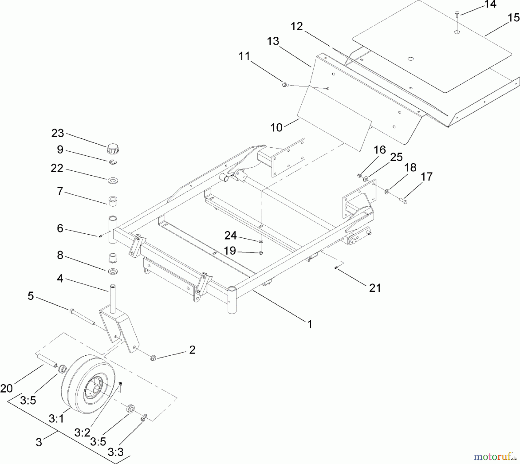 Toro Neu Mowers, Zero-Turn 74704 (ZX480) - Toro TimeCutter ZX480 Riding Mower, 2005 (250000001-250999999) FRAME AND CASTER ASSEMBLY