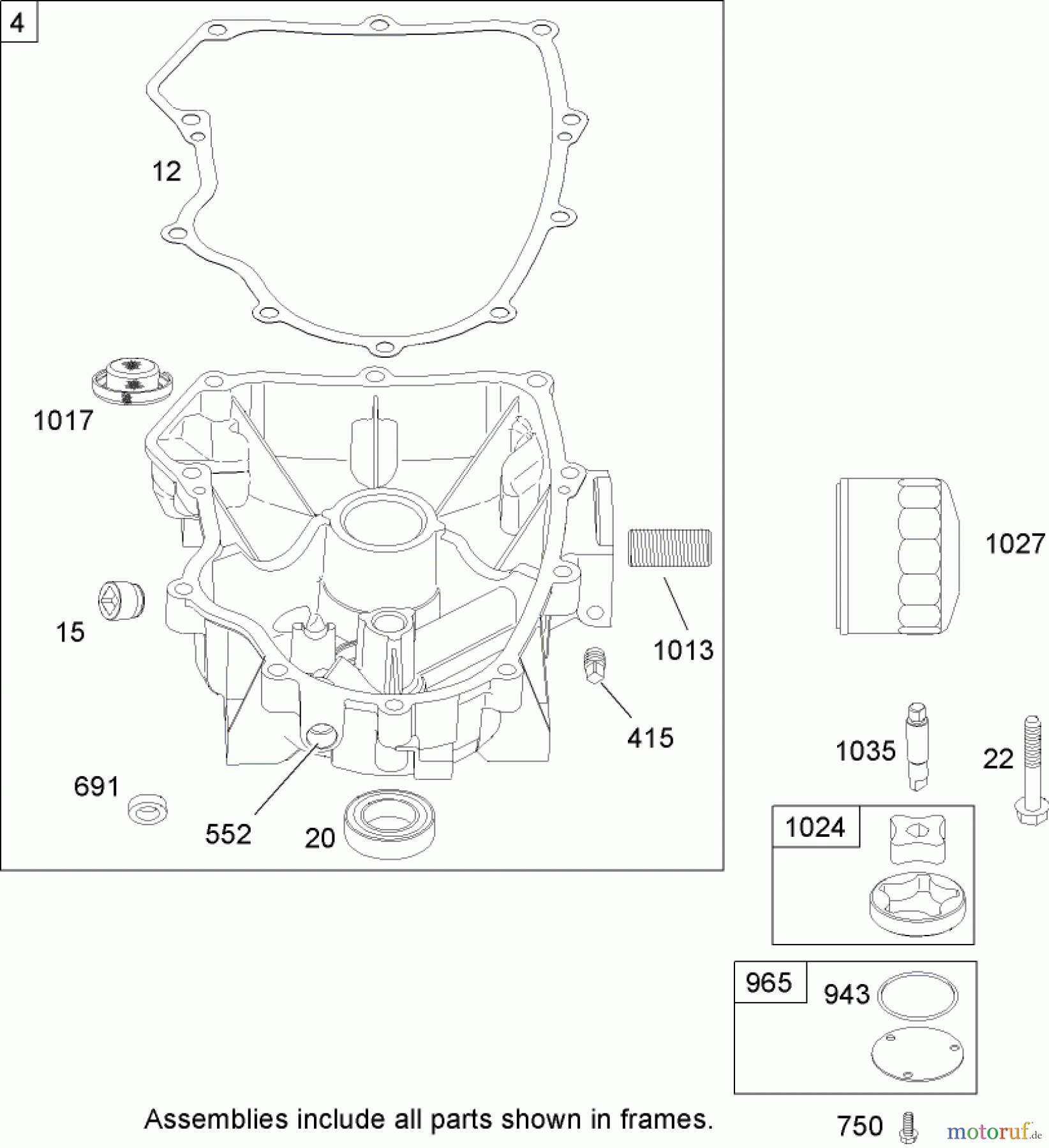 Toro Neu Mowers, Zero-Turn 74704 (ZX480) - Toro TimeCutter ZX480 Riding Mower, 2006 (260000001-260999999) CRANKCASE ASSEMBLY BRIGGS AND STRATTON 441577-0122-E1