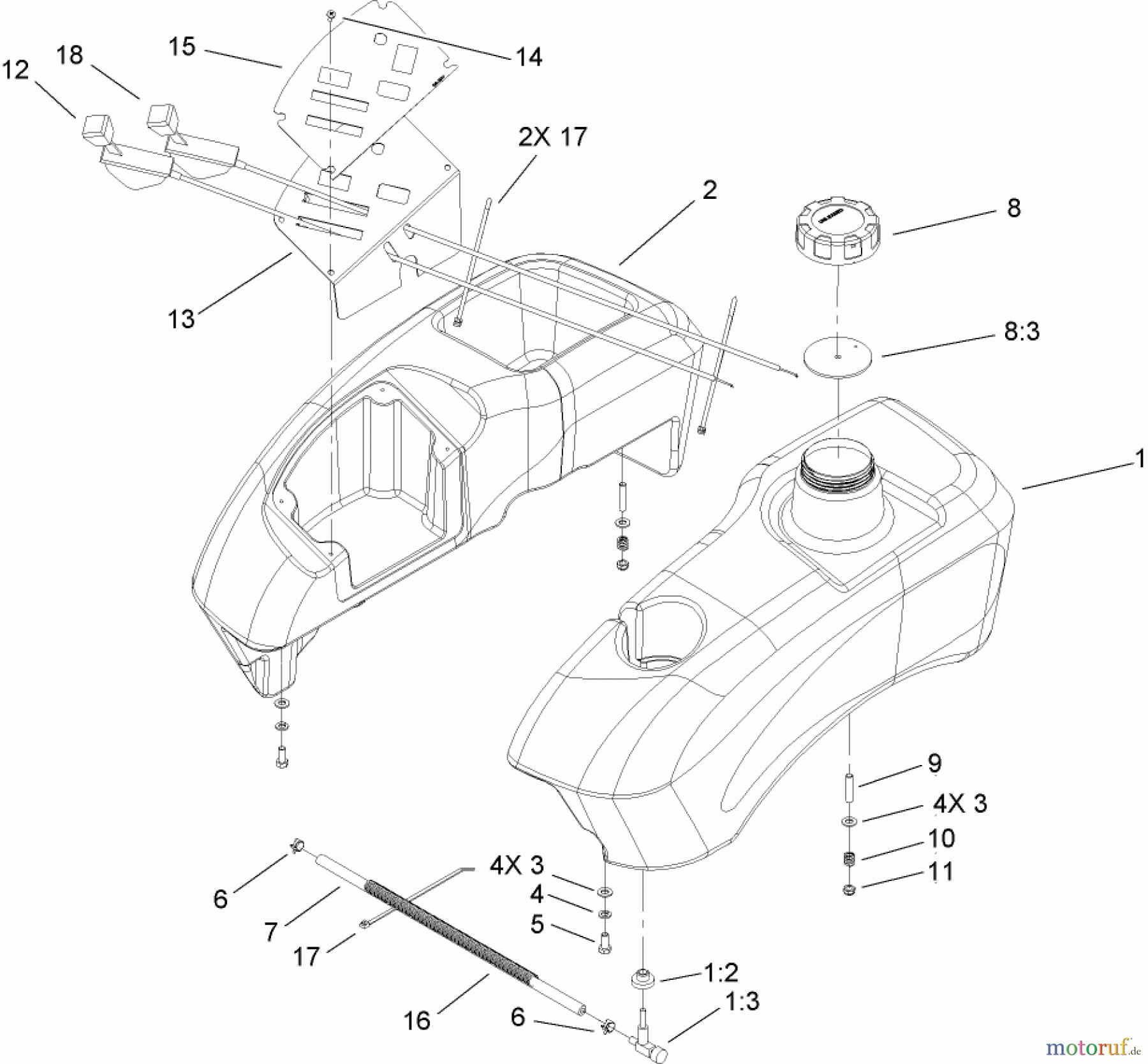 Toro Neu Mowers, Zero-Turn 74704 (ZX480) - Toro TimeCutter ZX480 Riding Mower, 2006 (260000001-260999999) FUEL TANK AND CONTROL POD ASSEMBLY
