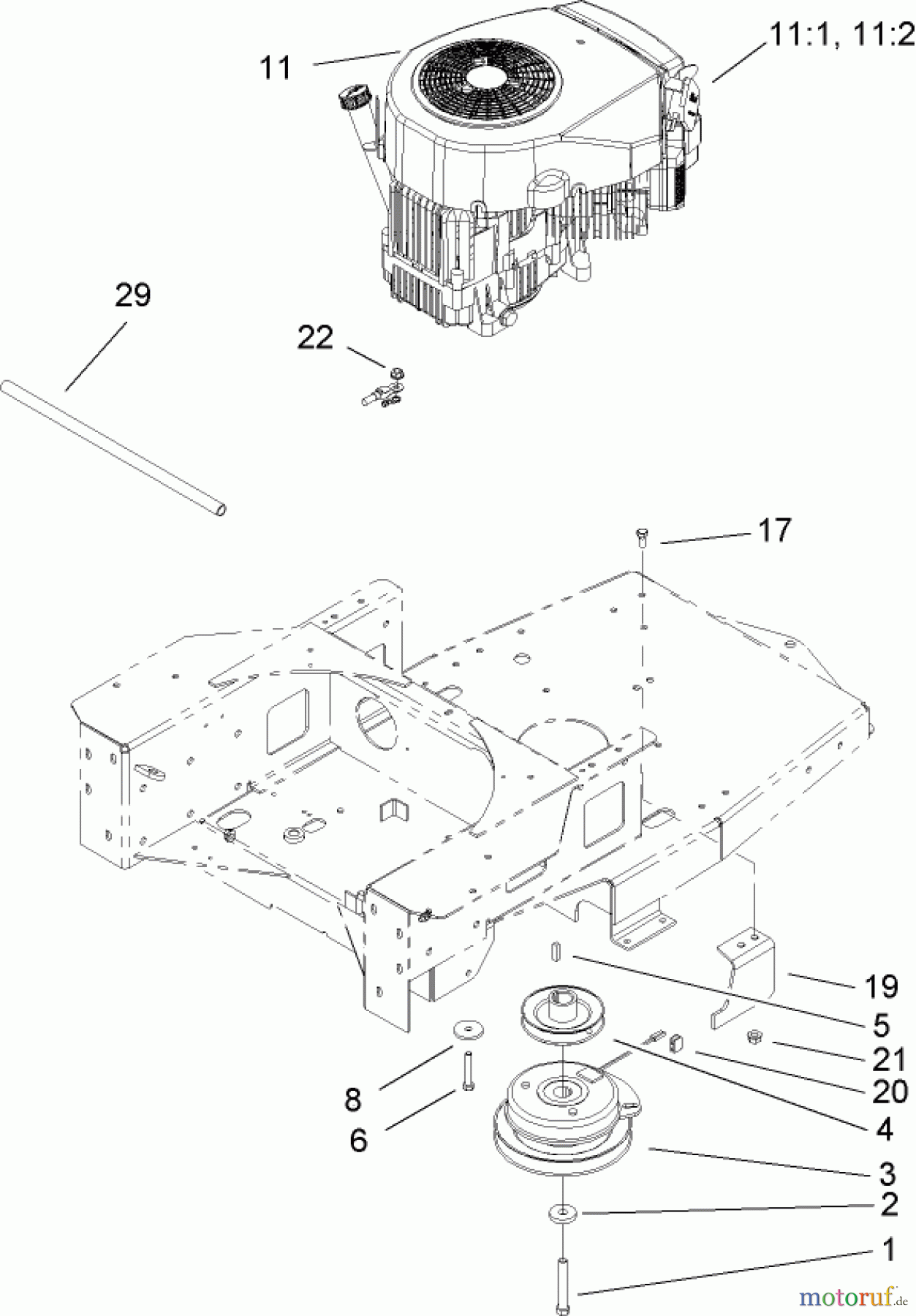  Toro Neu Mowers, Zero-Turn 74802 (19-52ZX) - Toro 19-52ZX TimeCutter ZX Riding Mower, 2004 (240000159-240999999) ENGINE AND CLUTCH ASSEMBLY