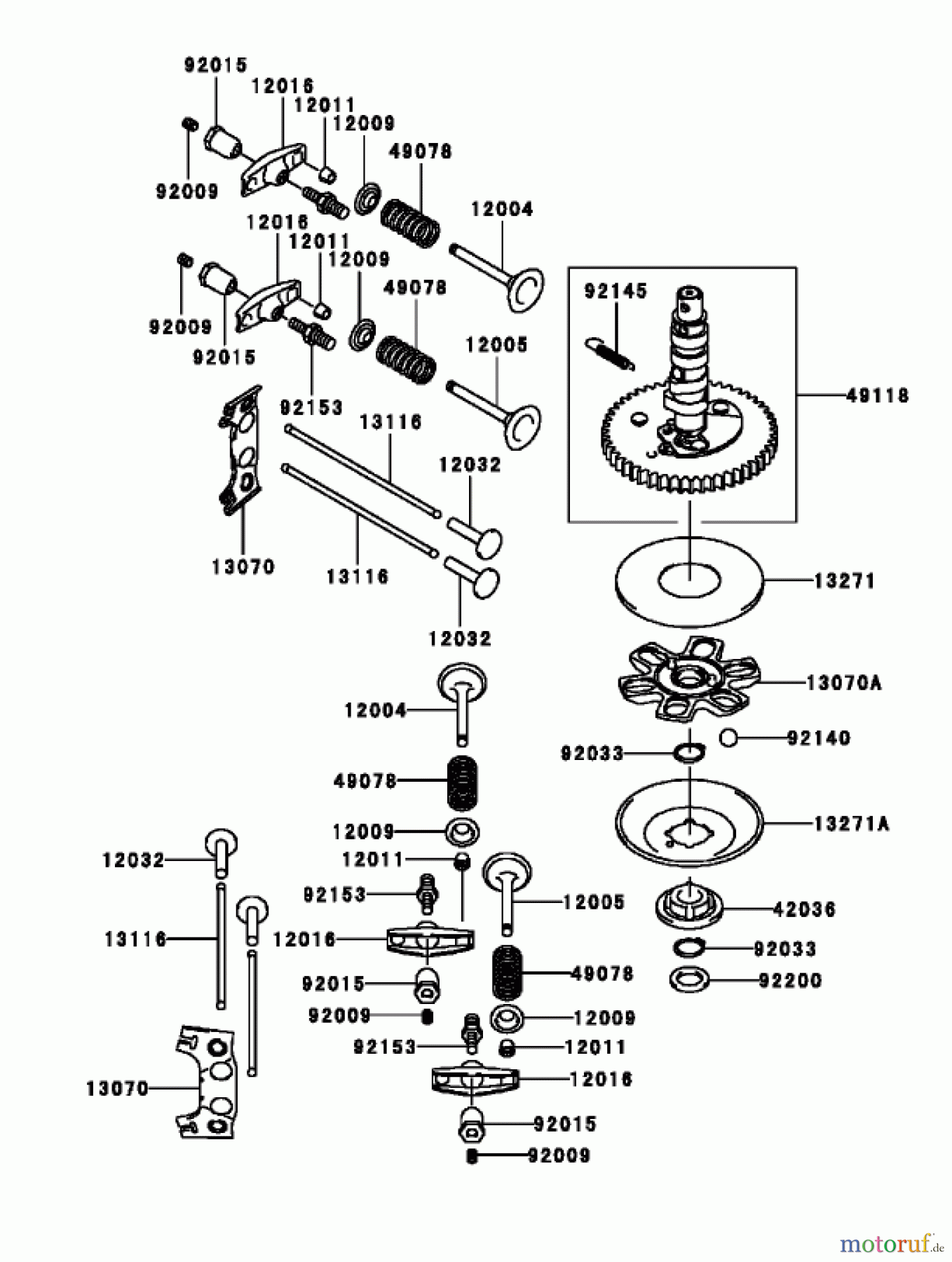 Toro Neu Mowers, Zero-Turn 74802 (19-52ZX) - Toro 19-52ZX TimeCutter ZX Riding Mower, 2004 (240000159-240999999) VALVE AND CAMSHAFT ASSEMBLY KAWASAKI FH580V-AS13