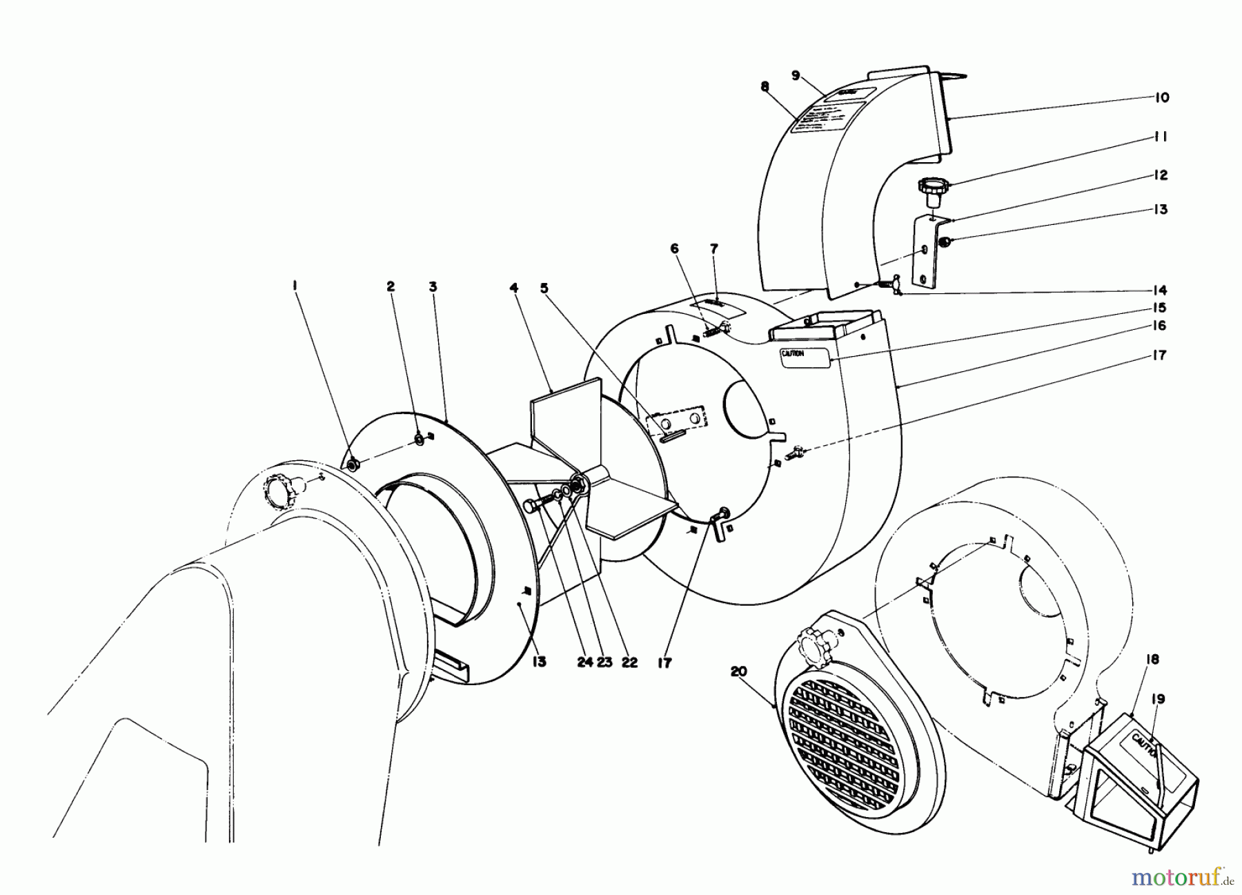  Toro Neu Blowers/Vacuums/Chippers/Shredders 62912 - Toro 5 hp Lawn Vacuum, 1977 (7000001-7999999) BLOWER ASSEMBLY (MODEL 62912 & 62923)