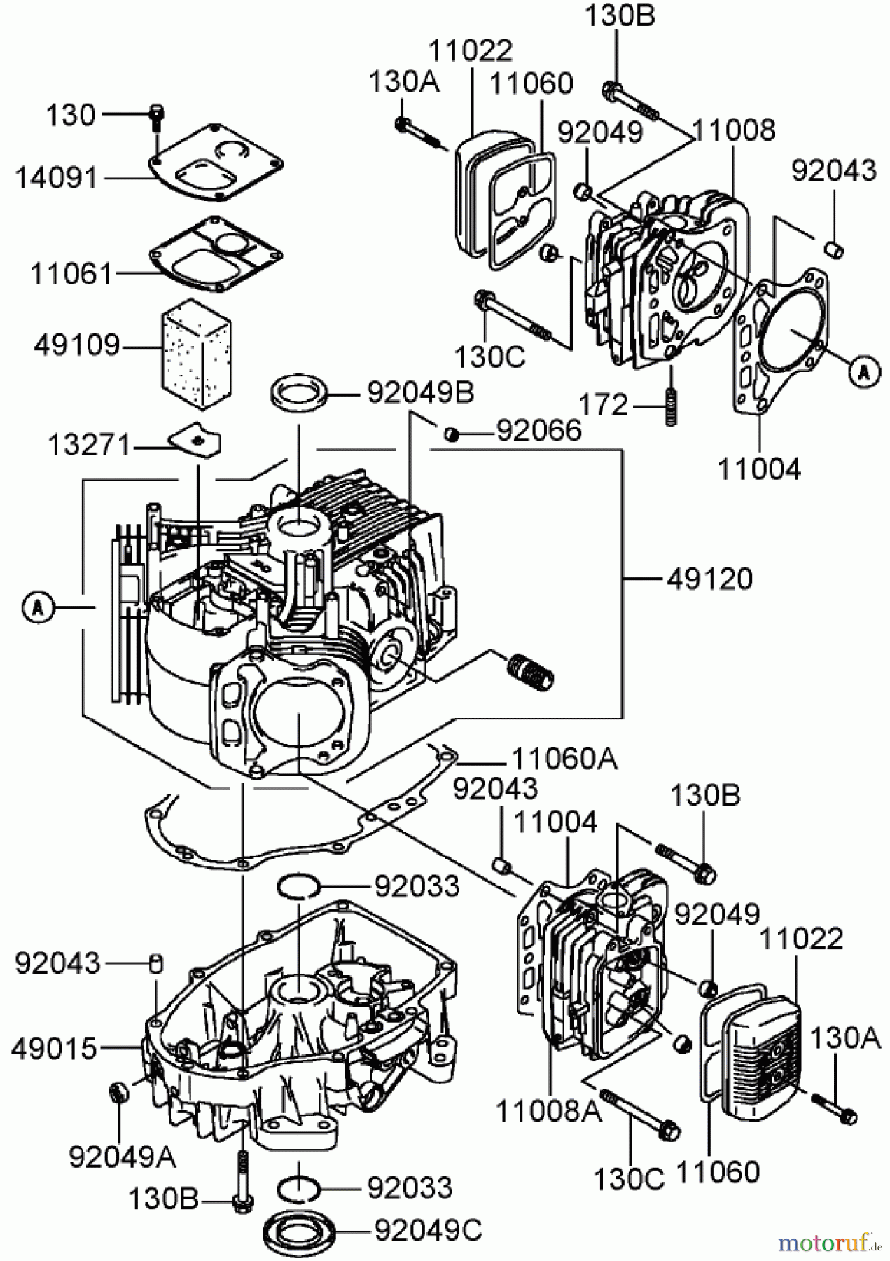 Toro Neu Mowers, Zero-Turn 74806 (ZX525) - Toro TimeCutter ZX525 Riding Mower, 2005 (250000001-250999999) CYLINDER AND CRANKCASE ASSEMBLY KAWASAKI FH541V-AS07