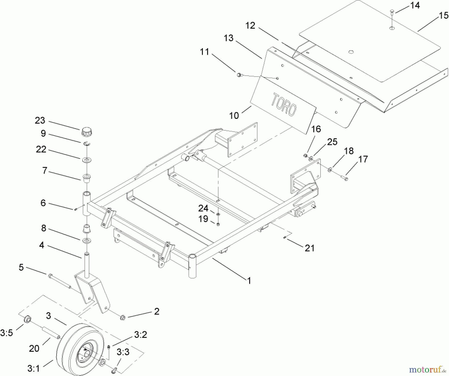  Toro Neu Mowers, Zero-Turn 74806 (ZX525) - Toro TimeCutter ZX525 Riding Mower, 2006 (260000001-260999999) FRONT FRAME ASSEMBLY
