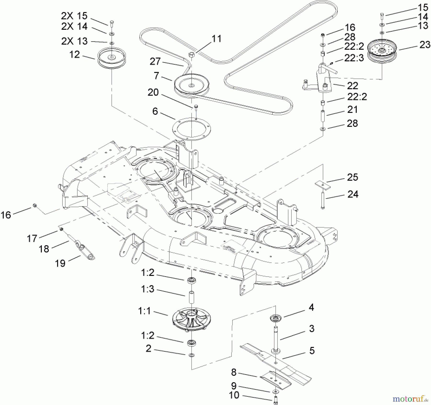 Toro Neu Mowers, Zero-Turn 74806 (ZX525) - Toro TimeCutter ZX525 Riding Mower, 2007 (270000001-270999999) 52IN DECK BELT DRIVE ASSEMBLY