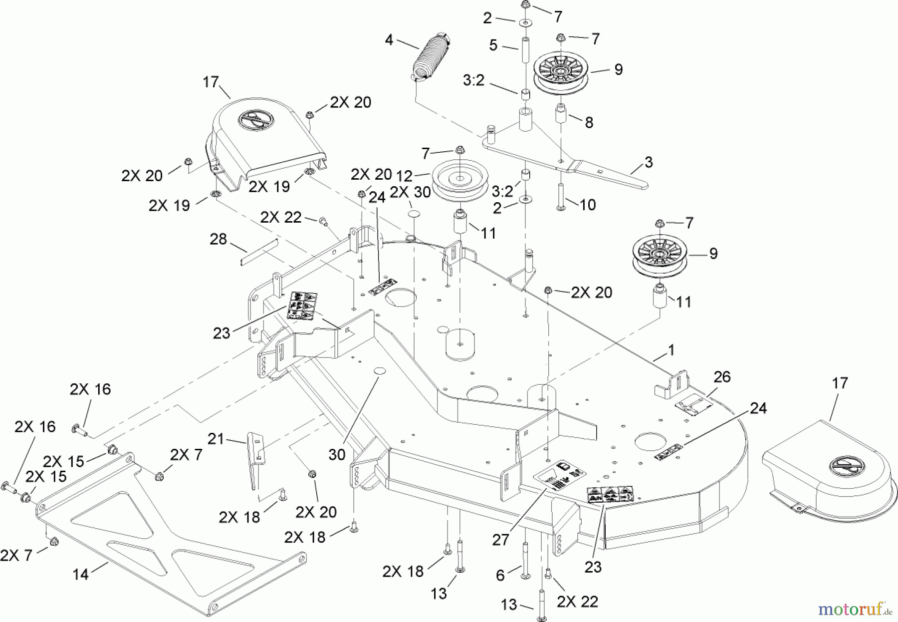 Toro Neu Mowers, Zero-Turn 74812 (Z4800) - Toro TITAN Z4800 Zero-Turn-Radius Riding Mower, 2007 (270000001-270999999) 48 INCH DECK ASSEMBLY