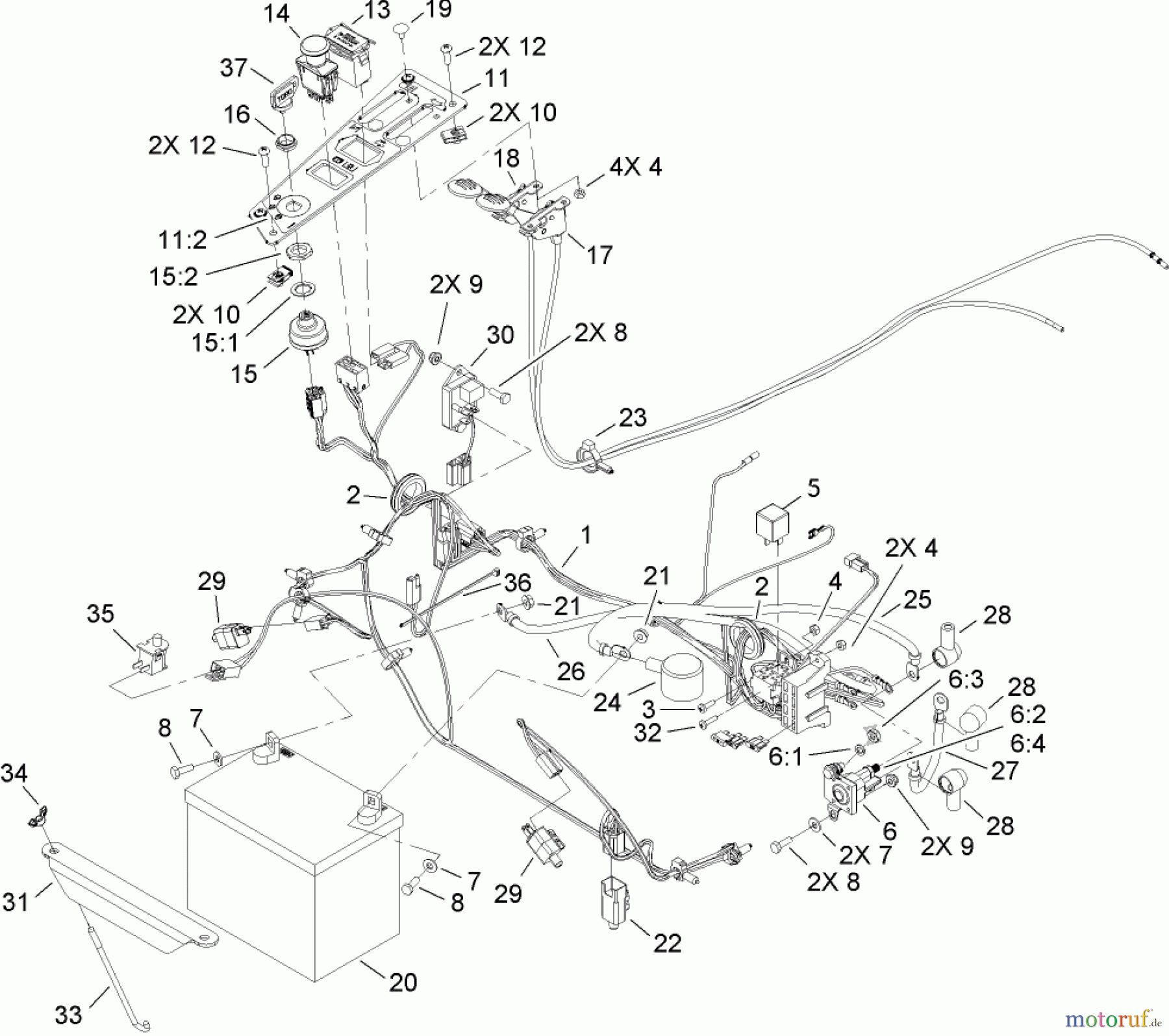 Toro Neu Mowers, Zero-Turn 74812 (Z4800) - Toro TITAN Z4800 Zero-Turn-Radius Riding Mower, 2007 (270000001-270999999) ELECTRICAL ASSEMBLY