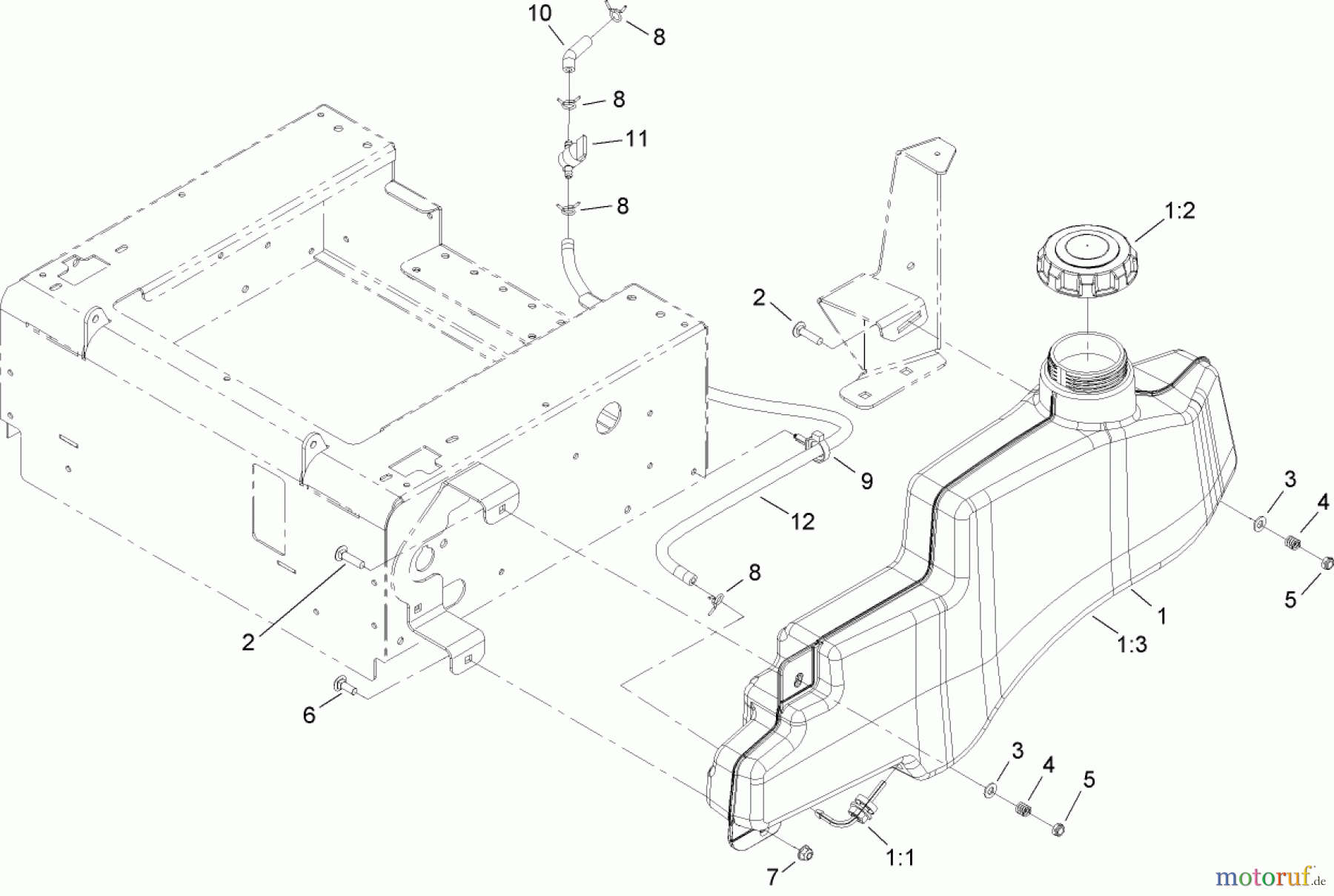  Toro Neu Mowers, Zero-Turn 74812 (Z4800) - Toro TITAN Z4800 Zero-Turn-Radius Riding Mower, 2007 (270000001-270999999) FUEL TANK ASSEMBLY