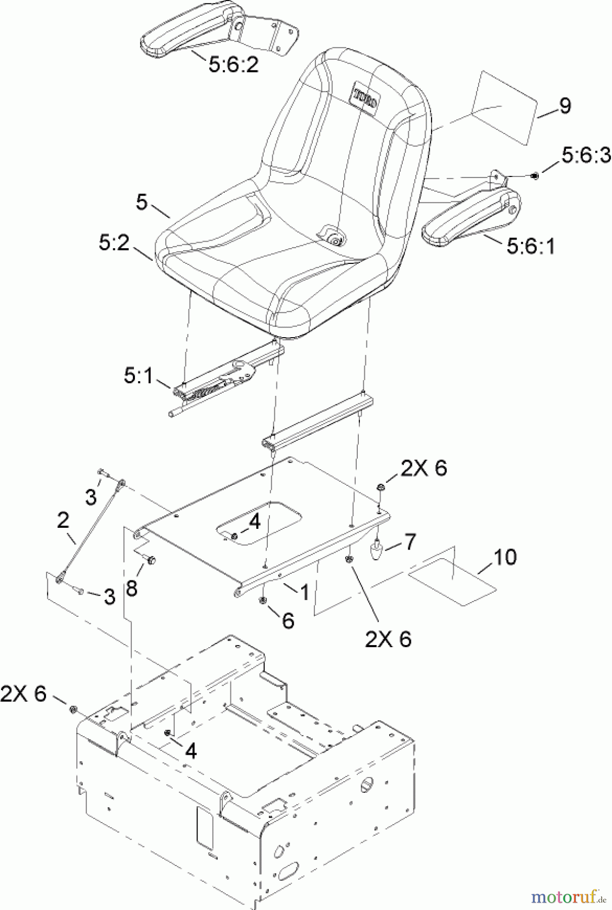 Toro Neu Mowers, Zero-Turn 74812 (Z4800) - Toro TITAN Z4800 Zero-Turn-Radius Riding Mower, 2007 (270000001-270999999) SEAT ASSEMBLY