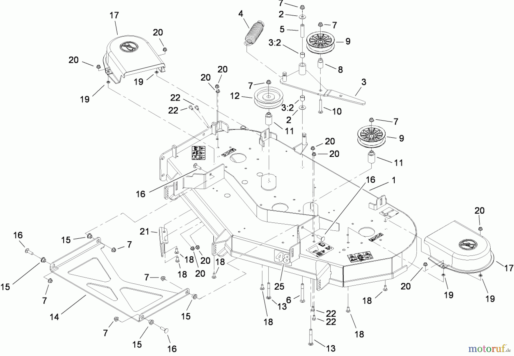 Toro Neu Mowers, Zero-Turn 74812 (Z4800) - Toro TITAN Z4800 Zero-Turn-Radius Riding Mower, 2008 (280000001-280999999) 48 INCH DECK ASSEMBLY