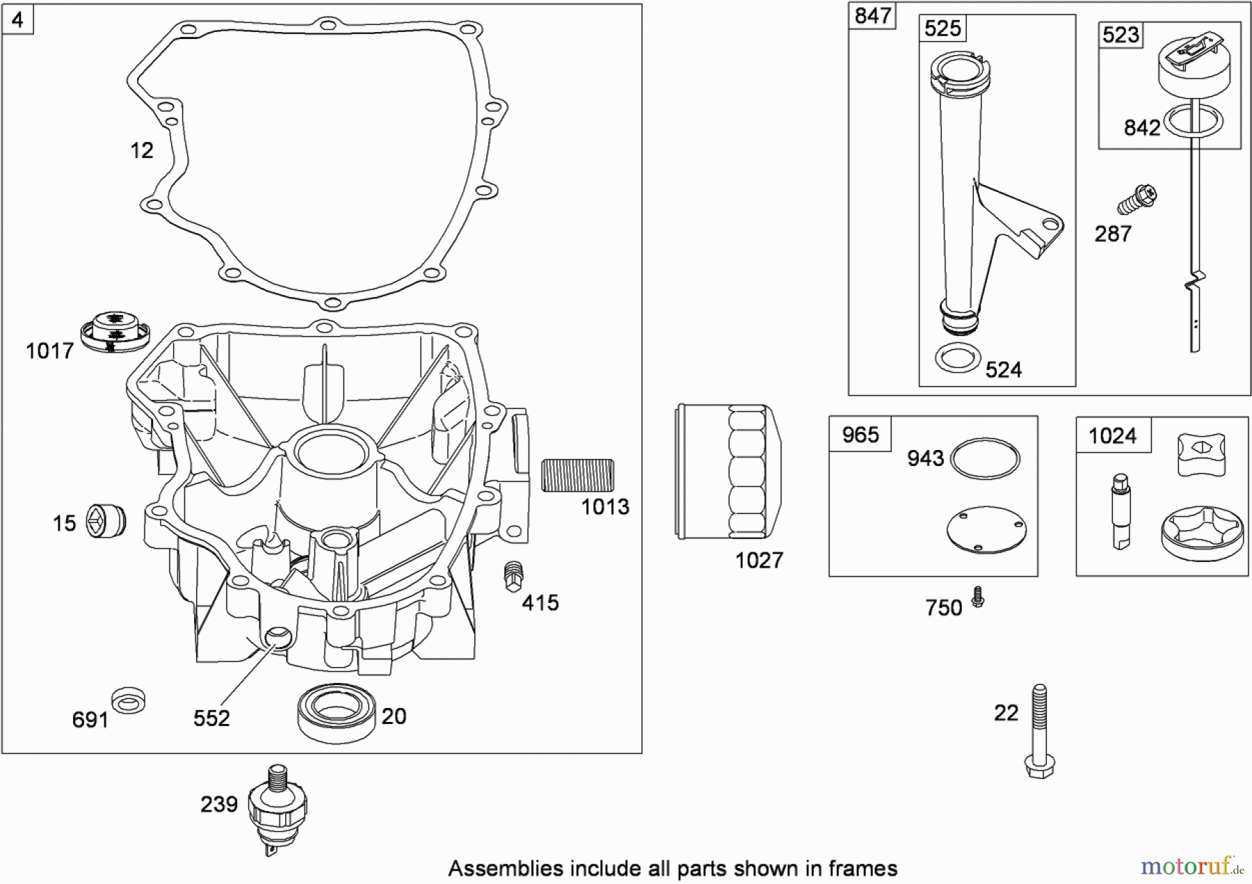 Toro Neu Mowers, Zero-Turn 74812 (Z4800) - Toro TITAN Z4800 Zero-Turn-Radius Riding Mower, 2008 (280000001-280999999) CRANKCASE ASSEMBLY BRIGGS AND STRATTON 44K777-0125-G1