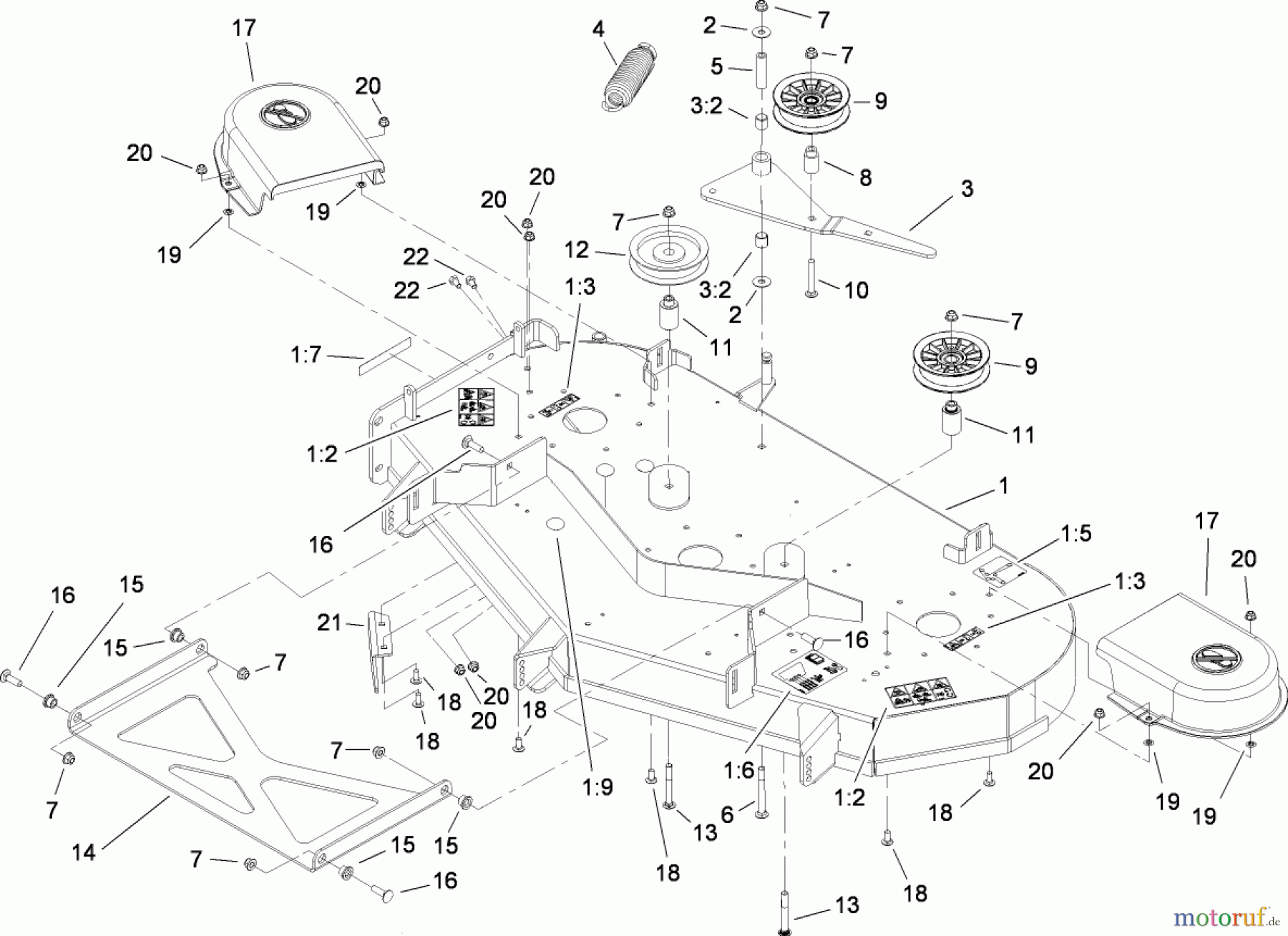 Toro Neu Mowers, Zero-Turn 74813 (Z4800) - Toro TITAN Z4800 Zero-Turn-Radius Riding Mower, 2008 (280000001-280999999) 48 INCH DECK ASSEMBLY