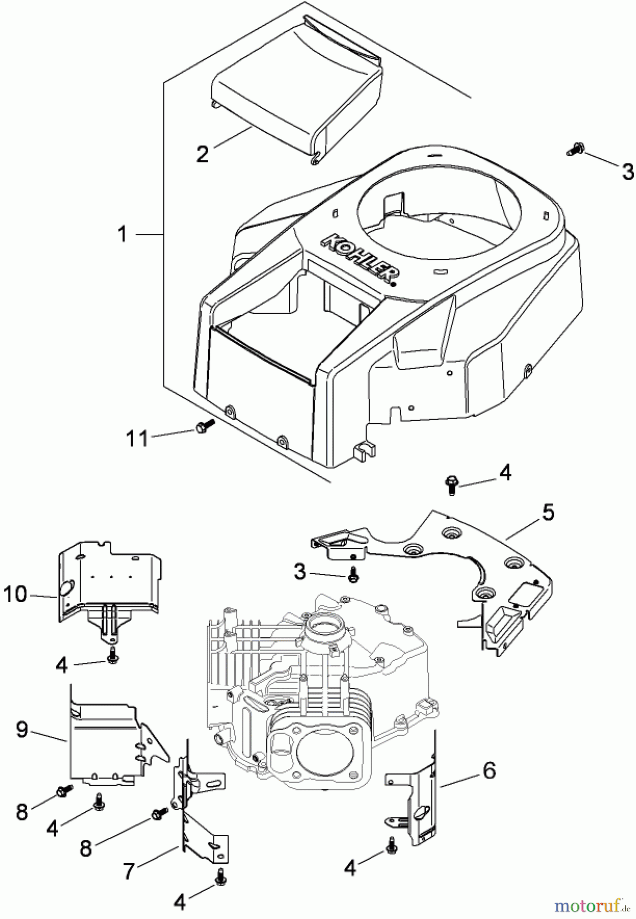  Toro Neu Mowers, Zero-Turn 74813 (Z4800) - Toro TITAN Z4800 Zero-Turn-Radius Riding Mower, 2009 (290000001-290999999) BLOWER HOUSING ASSEMBLY KOHLER SV820-0012