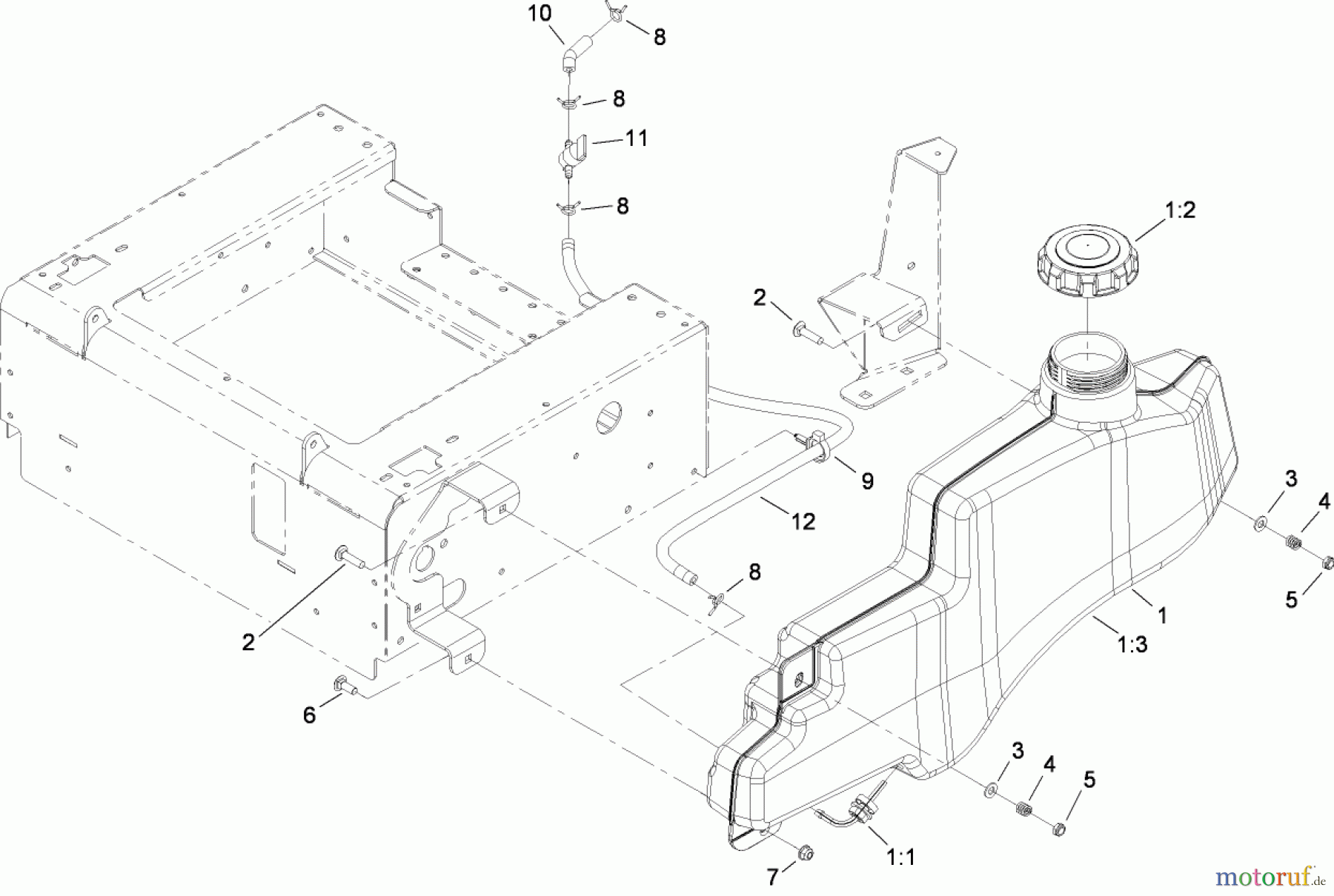 Toro Neu Mowers, Zero-Turn 74813 (Z4800) - Toro TITAN Z4800 Zero-Turn-Radius Riding Mower, 2008 (280000001-280999999) FUEL TANK ASSEMBLY