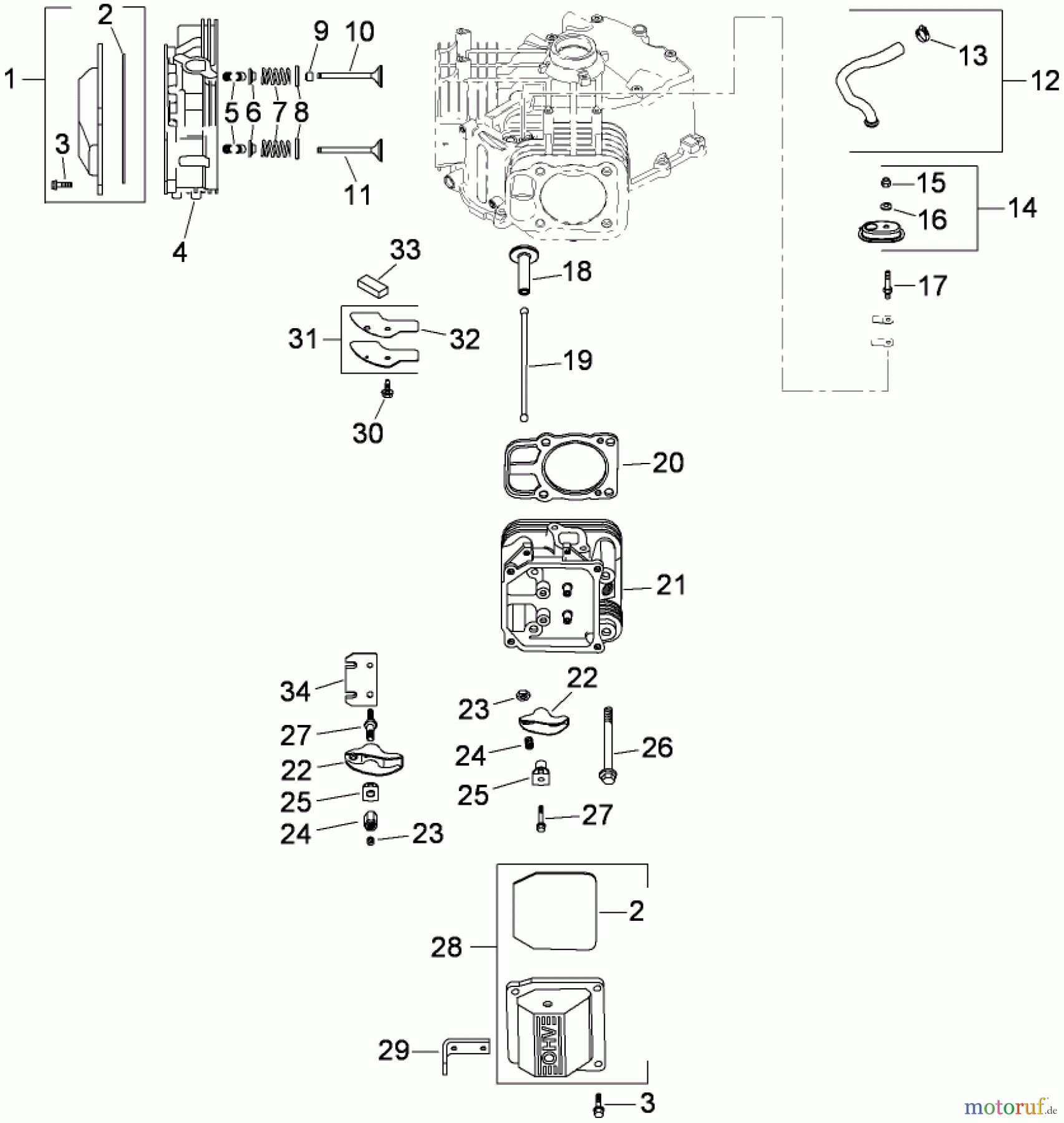 Toro Neu Mowers, Zero-Turn 74813 (Z4800) - Toro TITAN Z4800 Zero-Turn-Radius Riding Mower, 2008 (280000001-280999999) HEAD, VALVE AND BREATHER ASSEMBLY KOHLER SV820-0013