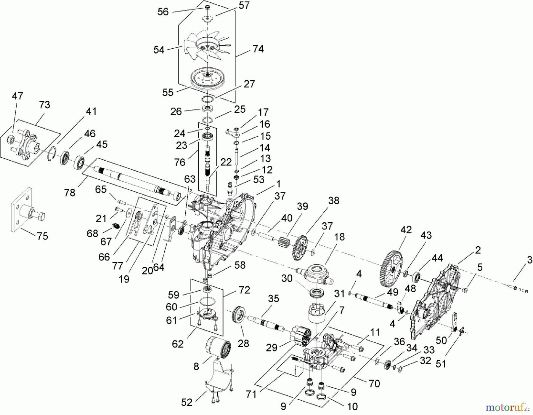 Toro Neu Mowers, Zero-Turn 74813 (Z4800) - Toro TITAN Z4800 Zero-Turn-Radius Riding Mower, 2008 (280000001-280999999) RH TRANSMISSION ASSEMBLY NO. 109-3371