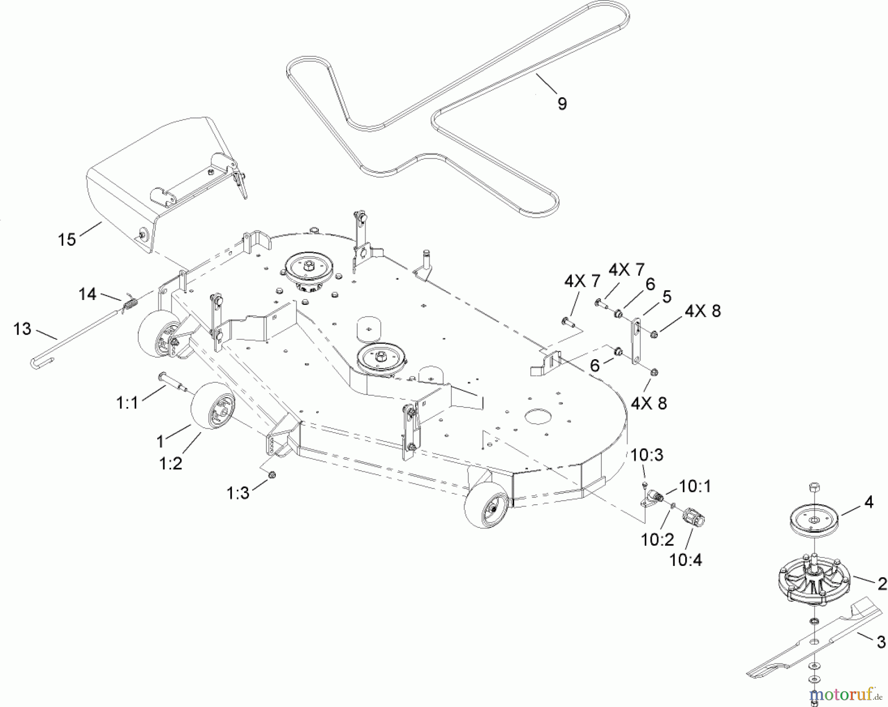 Toro Neu Mowers, Zero-Turn 74814 (Z5200) - Toro TITAN Z5200 Zero-Turn-Radius Riding Mower, 2007 (270000001-270999999) 52 INCH BLADE AND DISCHARGE ASSEMBLY