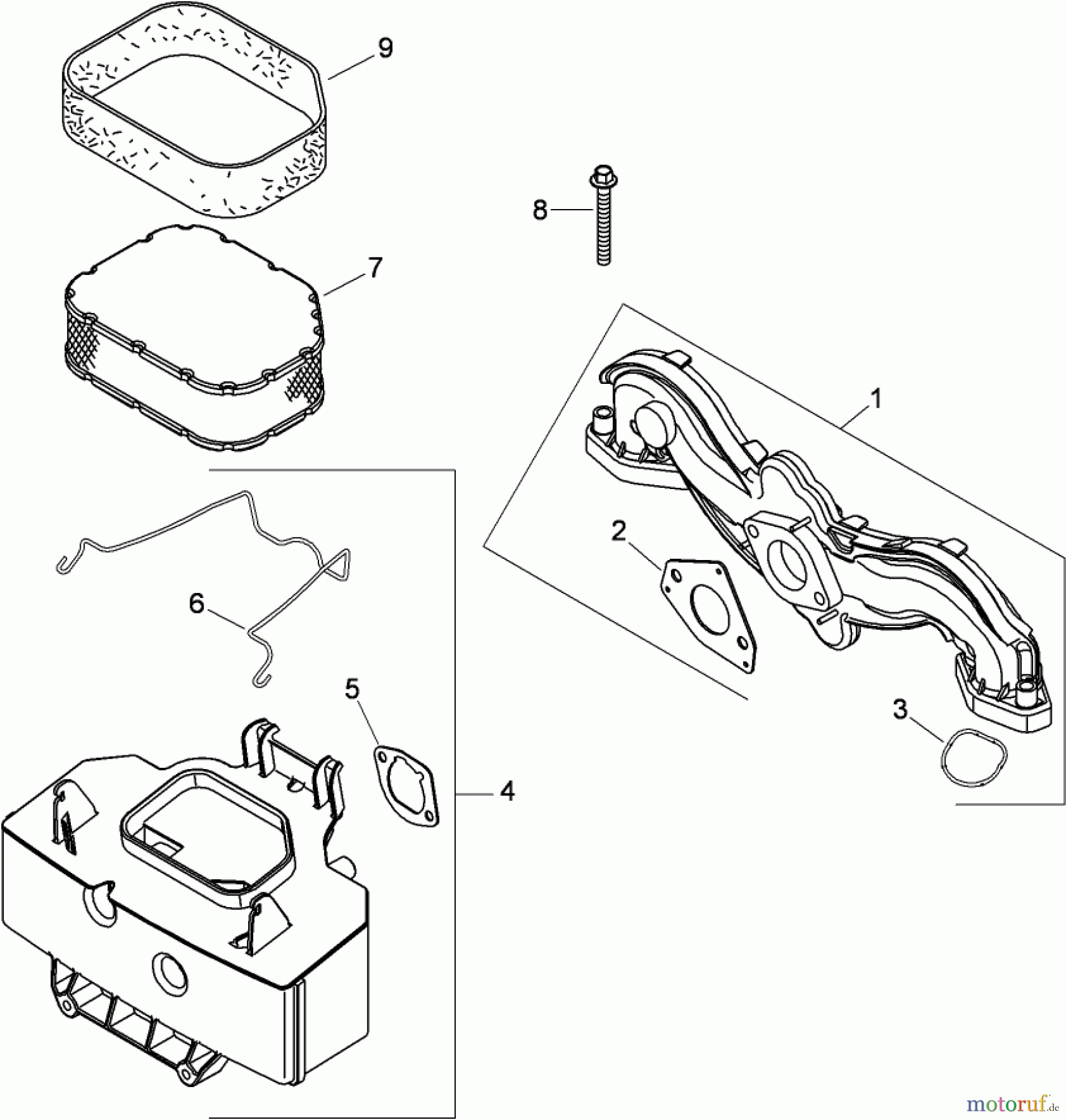 Toro Neu Mowers, Zero-Turn 74815 (Z5200) - Toro TITAN Z5200 Zero-Turn-Radius Riding Mower, 2009 (290000001-290999999) AIR INTAKE AND FILTRATION ASSEMBLY KOHLER SV830-0013