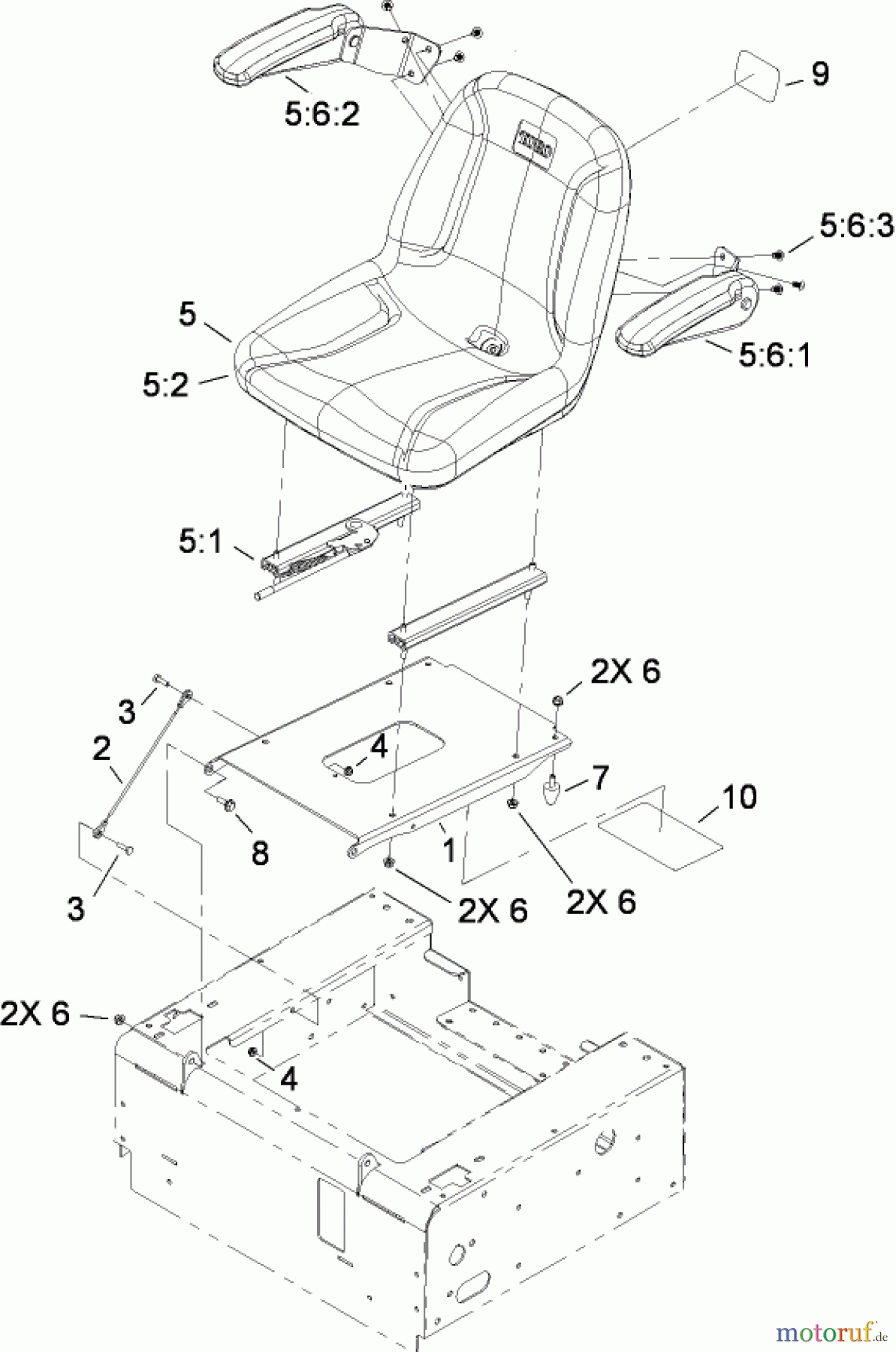 Toro Neu Mowers, Zero-Turn 74815 (Z5200) - Toro TITAN Z5200 Zero-Turn-Radius Riding Mower, 2009 (290000001-290999999) SEAT ASSEMBLY