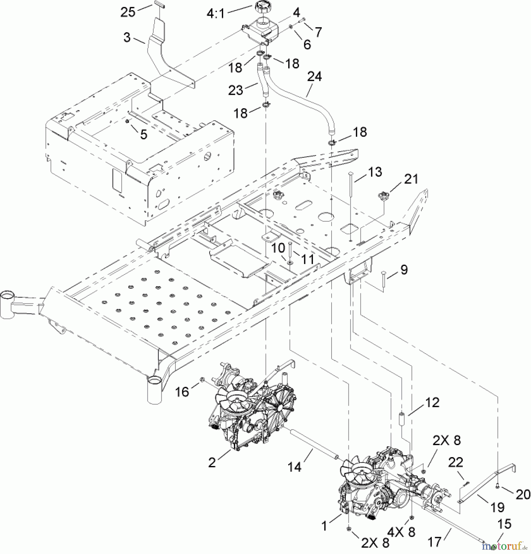  Toro Neu Mowers, Zero-Turn 74815 (Z5200) - Toro TITAN Z5200 Zero-Turn-Radius Riding Mower, 2009 (290000001-290999999) TRANSMISSION ASSEMBLY