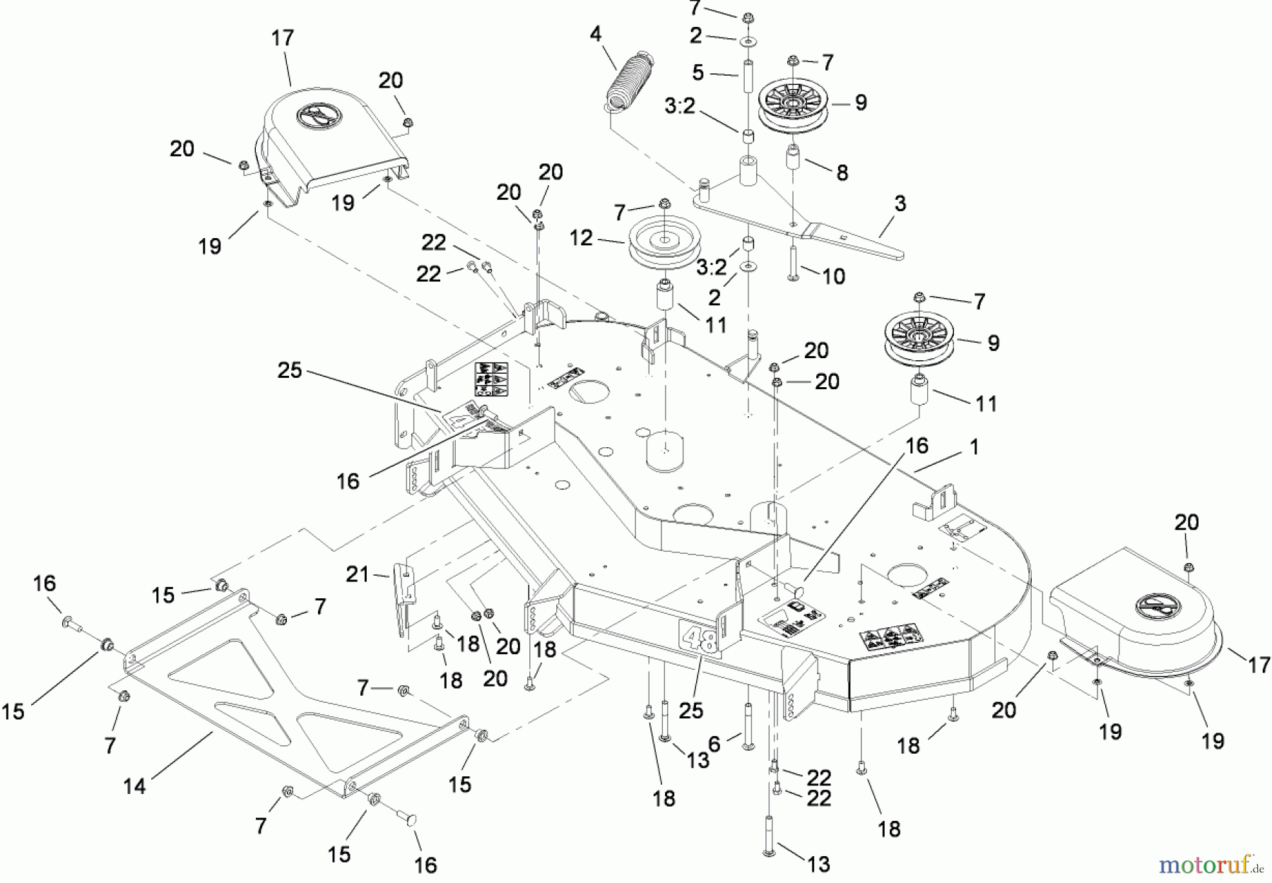 Toro Neu Mowers, Zero-Turn 74816 (Z4800) - Toro TITAN Z4800 Zero-Turn-Radius Riding Mower, 2008 (280000001-280999999) 48 INCH DECK ASSEMBLY