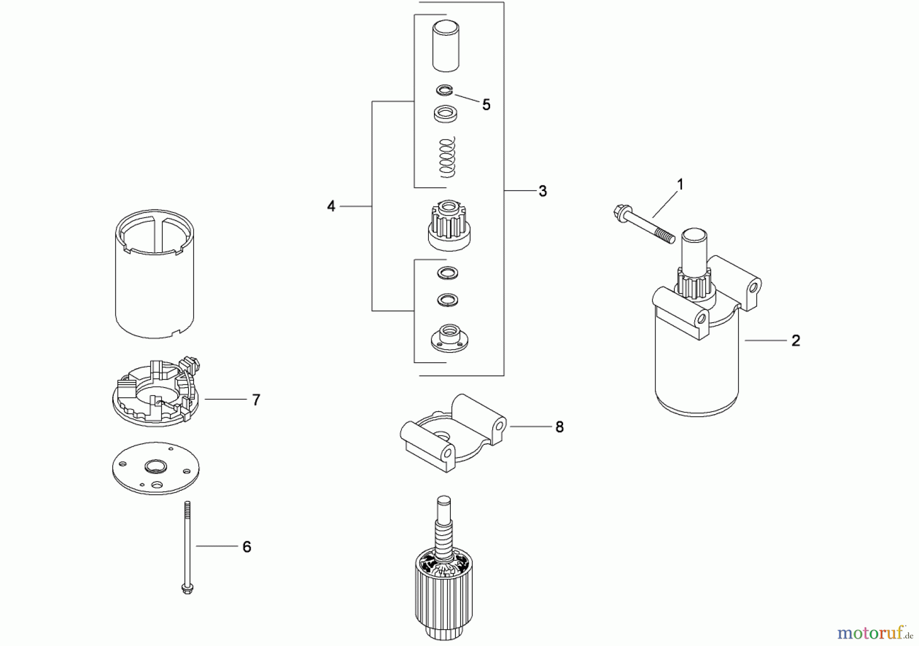  Toro Neu Mowers, Zero-Turn 74818 (Z5200) - Toro TITAN Z5200 Zero-Turn-Radius Riding Mower, 2008 (280000001-280999999) STARTER ASSEMBLY KOHLER SV830-0014