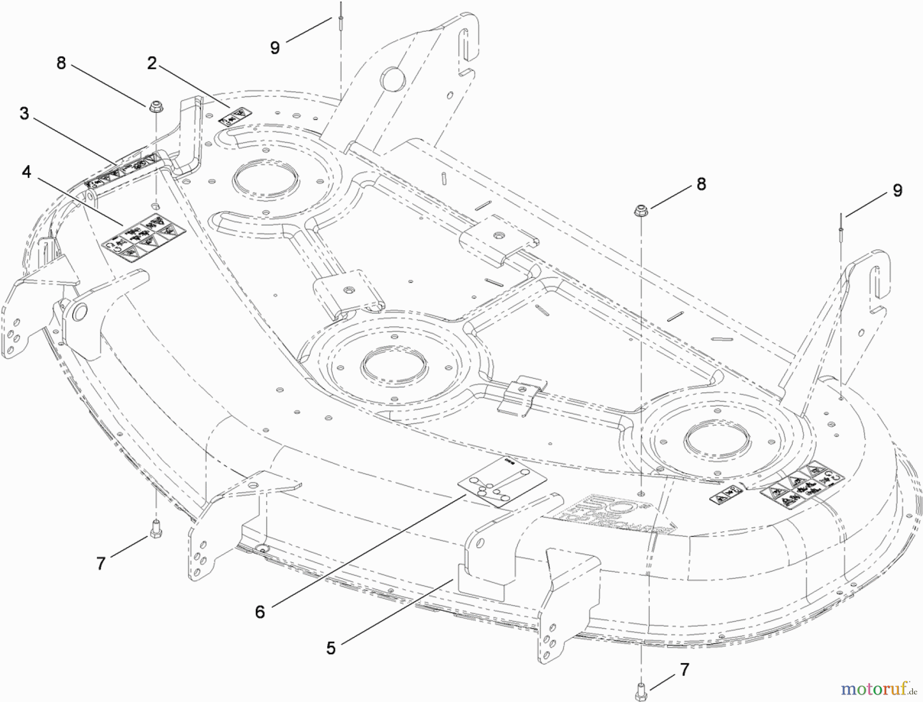  Toro Neu Mowers, Zero-Turn 74820 (ZX5000) - Toro TITAN ZX5000 Zero-Turn-Radius Riding Mower, 2009 (290000001-290999999) 50 INCH DECK DECAL ASSEMBLY NO. 117-5373