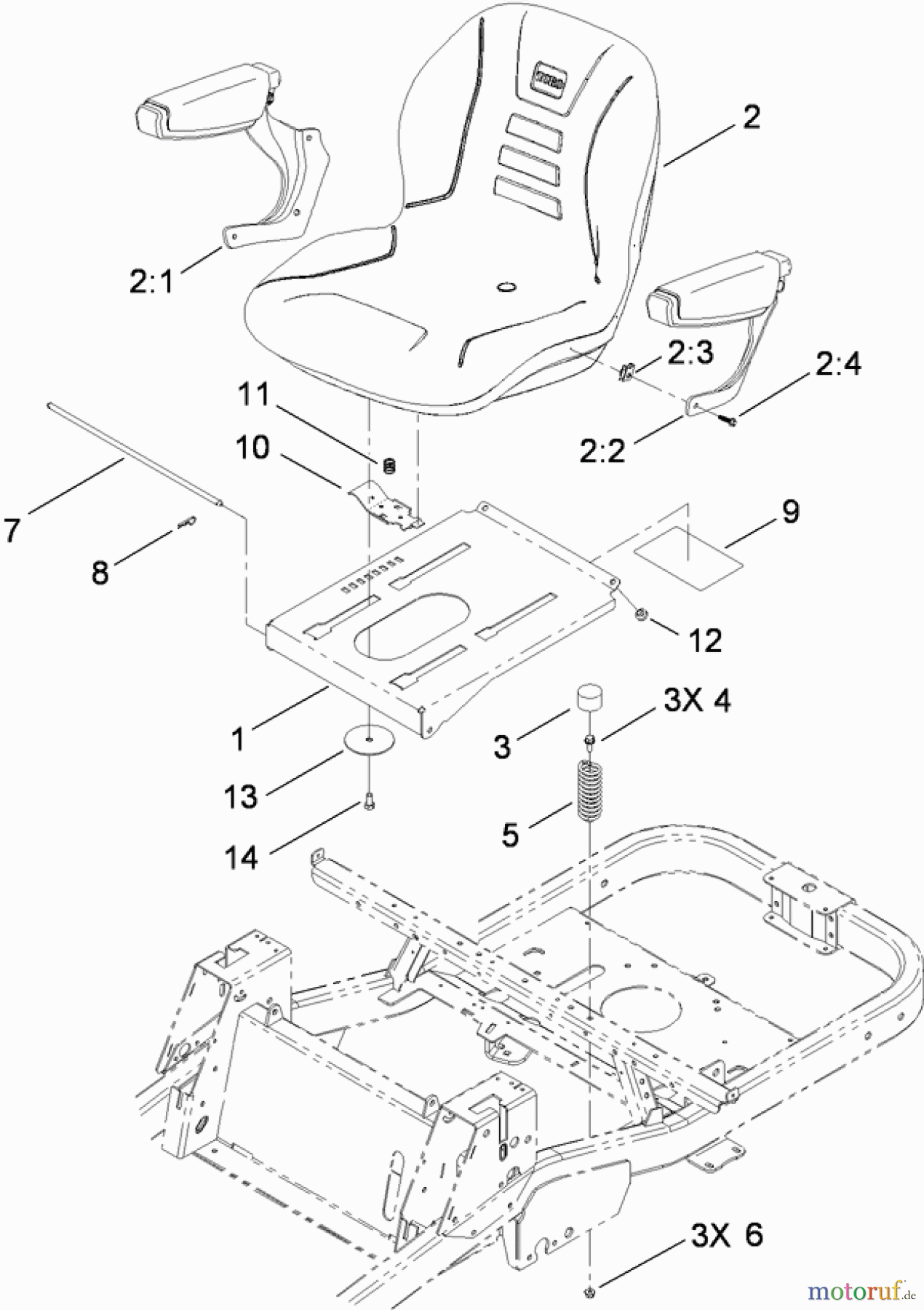 Toro Neu Mowers, Zero-Turn 74820 (ZX5000) - Toro TITAN ZX5000 Zero-Turn-Radius Riding Mower, 2009 (290000001-290999999) SEAT ASSEMBLY