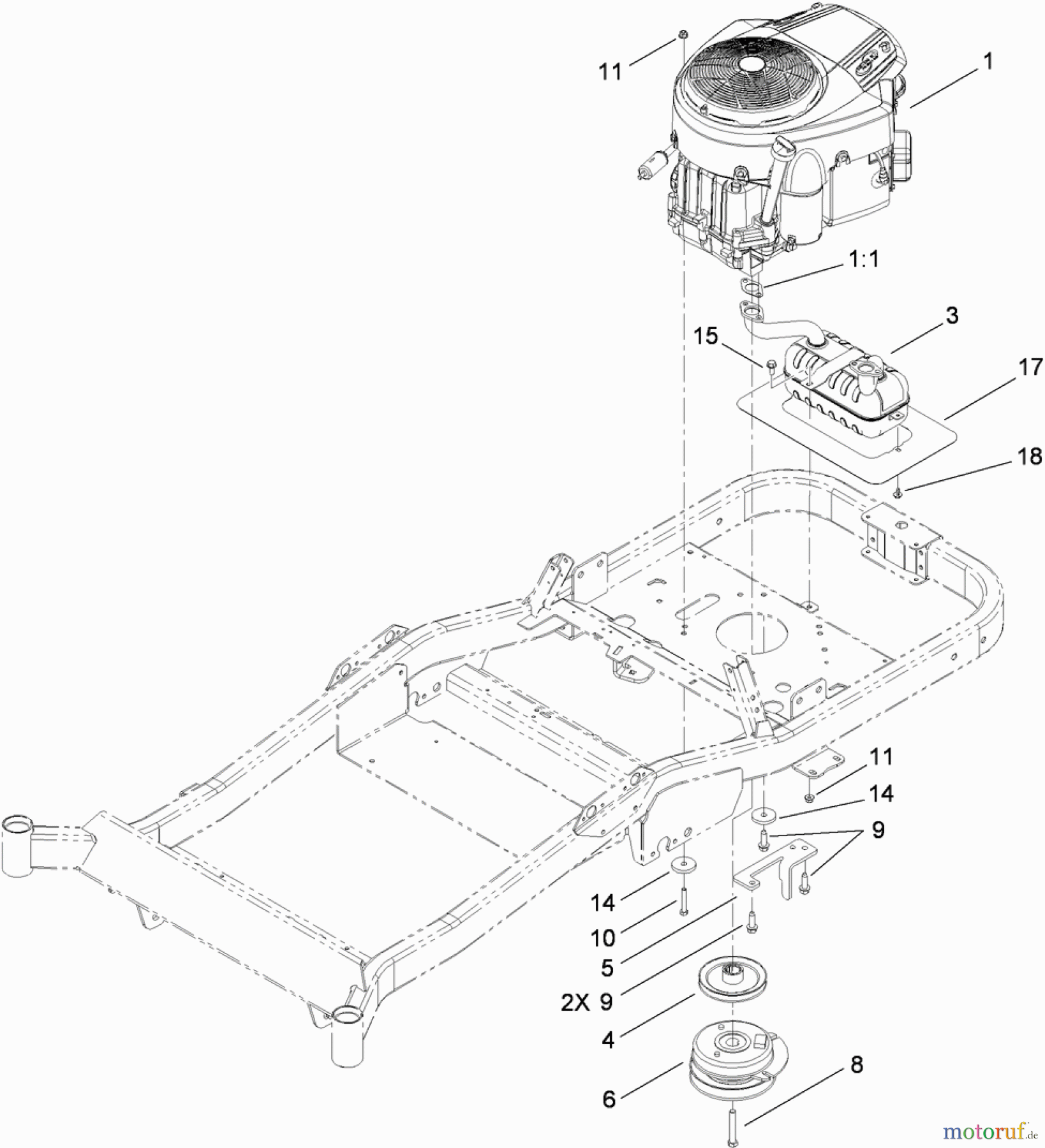 Toro Neu Mowers, Zero-Turn 74820 (ZX5000) - Toro TITAN ZX5000 Zero-Turn-Radius Riding Mower, 2010 (310000001-310999999) ENGINE ASSEMBLY