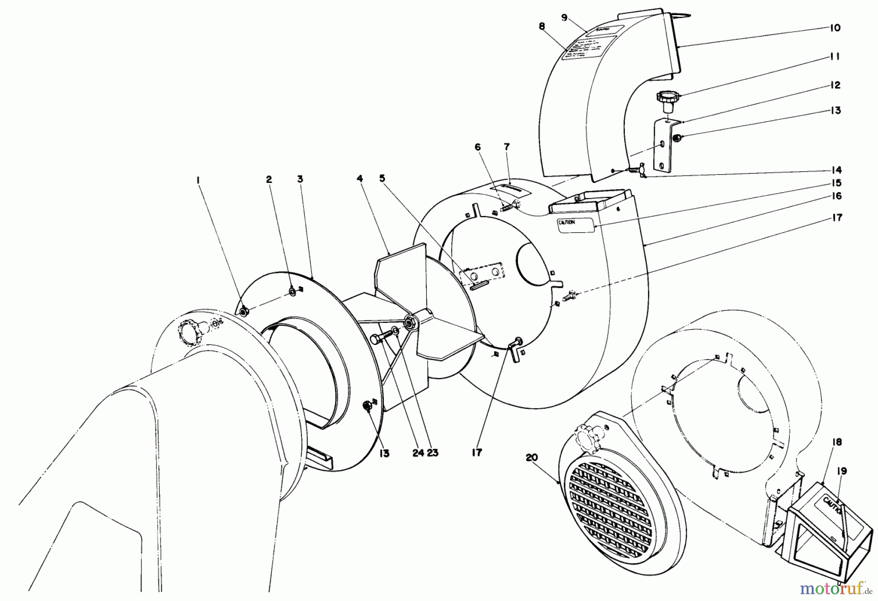 Toro Neu Blowers/Vacuums/Chippers/Shredders 62923 - Toro 5 hp Lawn Vacuum, 1979 (9000001-9999999) BLOWER ASSEMBLY (MODEL 62912 & 62923)