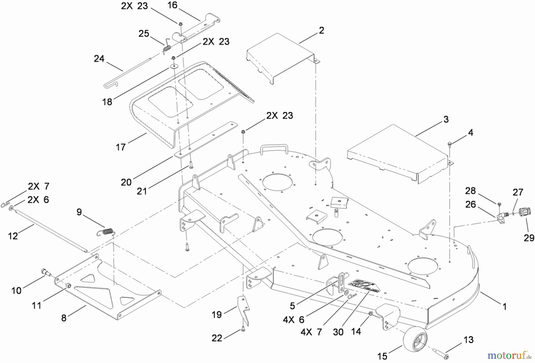 Toro Neu Mowers, Zero-Turn 74823 (ZX6000) - Toro TITAN ZX6000 Zero-Turn-Radius Riding Mower, 2009 (290000001-290999999) 60 INCH DECK ASSEMBLY