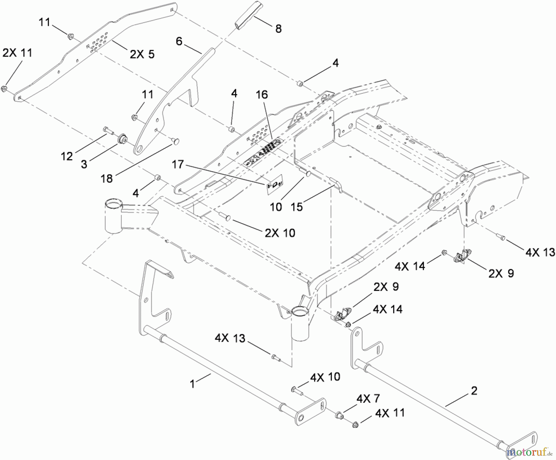 Toro Neu Mowers, Zero-Turn 74823 (ZX6000) - Toro TITAN ZX6000 Zero-Turn-Radius Riding Mower, 2009 (290000001-290999999) DECK LIFT ASSEMBLY