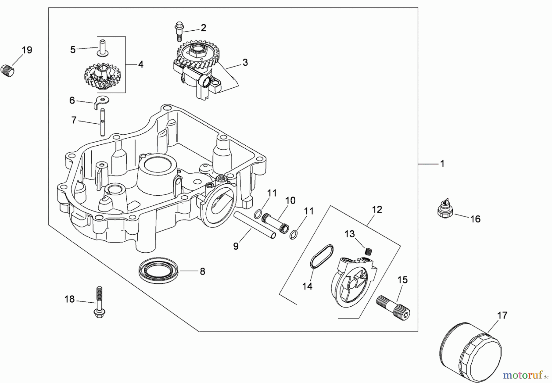 Toro Neu Mowers, Zero-Turn 74823 (ZX6000) - Toro TITAN ZX6000 Zero-Turn-Radius Riding Mower, 2009 (290000001-290999999) OIL PAN AND LUBRICATION ASSEMBLY KOHLER SV830-0016