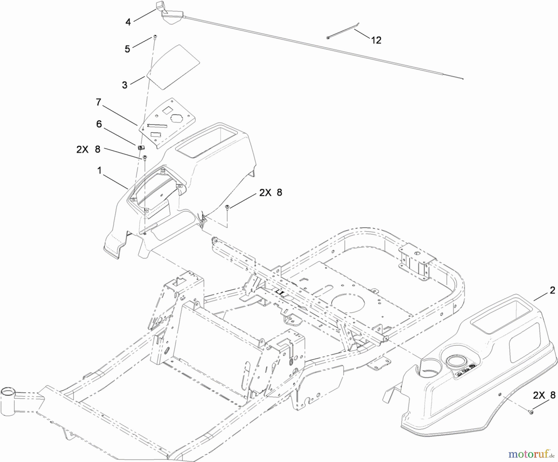 Toro Neu Mowers, Zero-Turn 74830 (ZX4800) - Toro TITAN ZX4800 Zero-Turn-Radius Riding Mower, 2010 (310000001-310999999) BODY AND STYLING ASSEMBLY