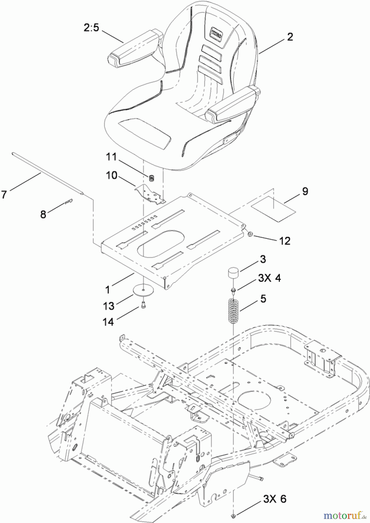 Toro Neu Mowers, Zero-Turn 74830 (ZX4800) - Toro TITAN ZX4800 Zero-Turn-Radius Riding Mower, 2010 (310000001-310999999) SEAT ASSEMBLY