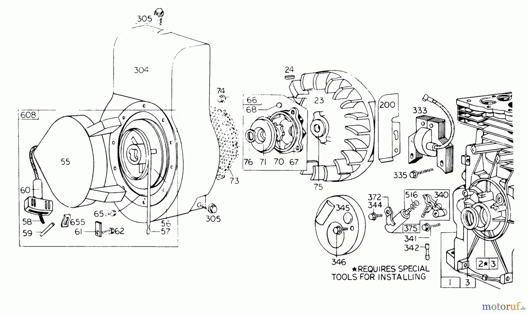 Toro Neu Blowers/Vacuums/Chippers/Shredders 62923 - Toro 5 hp Lawn Vacuum, 1979 (9000001-9999999) REWIND STARTER