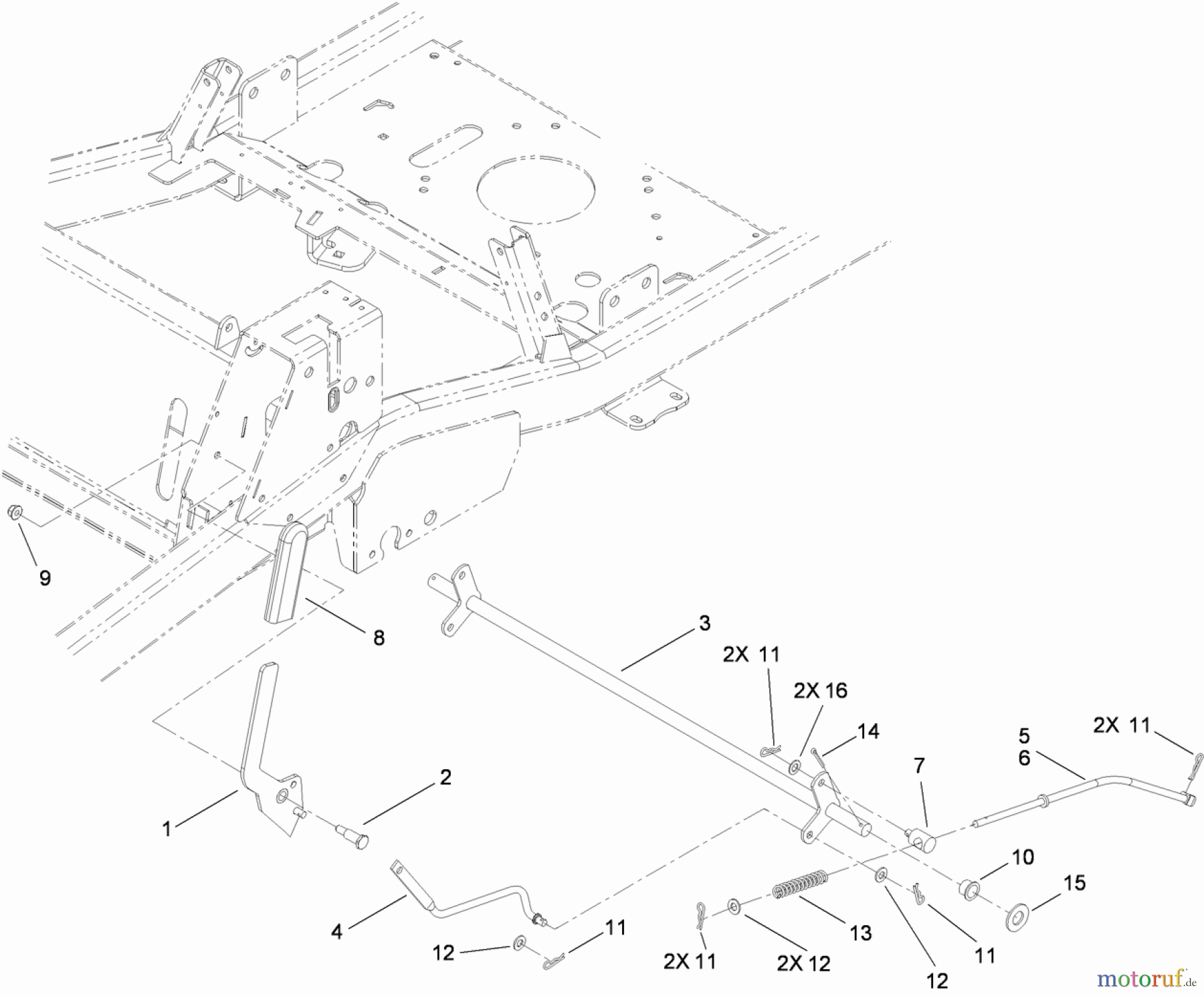 Toro Neu Mowers, Zero-Turn 74832 (ZX5450) - Toro TITAN ZX5450 Zero-Turn-Radius Riding Mower, 2010 (310000001-310999999) PARKING BRAKE ASSEMBLY
