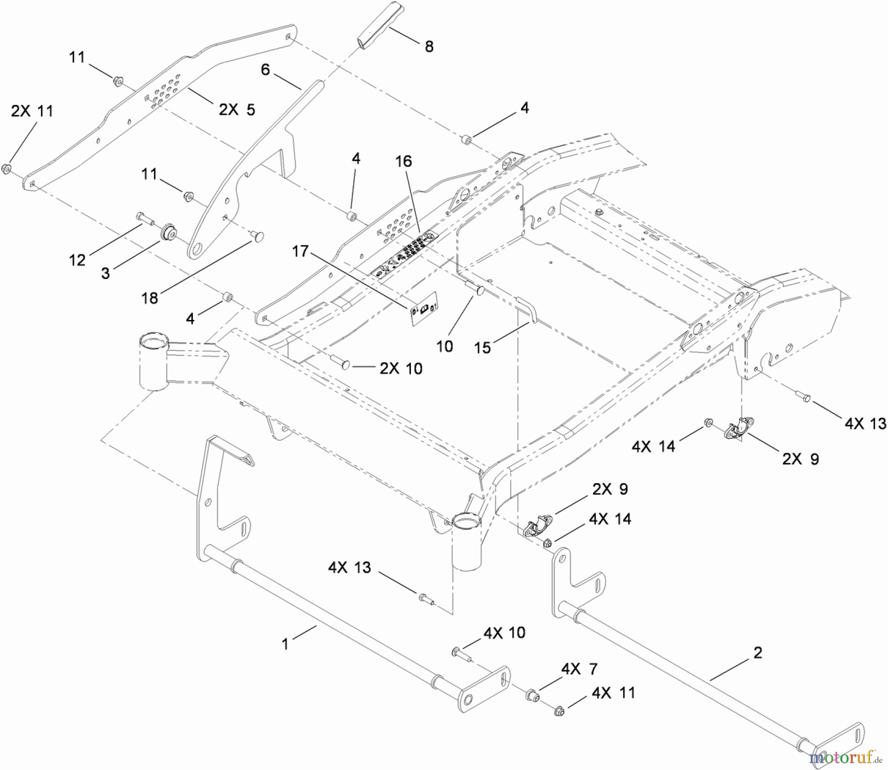  Toro Neu Mowers, Zero-Turn 74833 (ZX6030) - Toro TITAN ZX6030 Zero-Turn-Radius Riding Mower, 2010 (310000001-310999999) DECK LIFT ASSEMBLY