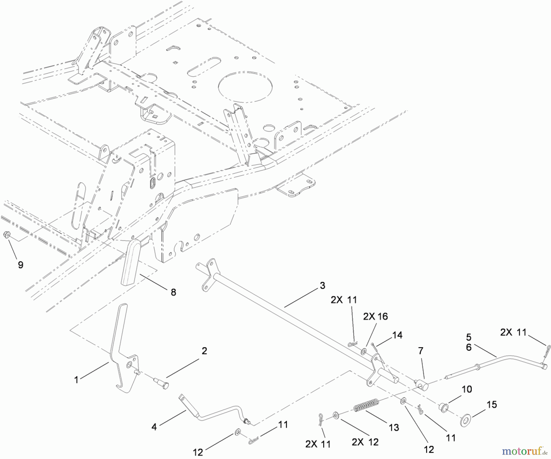  Toro Neu Mowers, Zero-Turn 74833 (ZX6030) - Toro TITAN ZX6030 Zero-Turn-Radius Riding Mower, 2010 (310000001-310999999) PARKING BRAKE ASSEMBLY