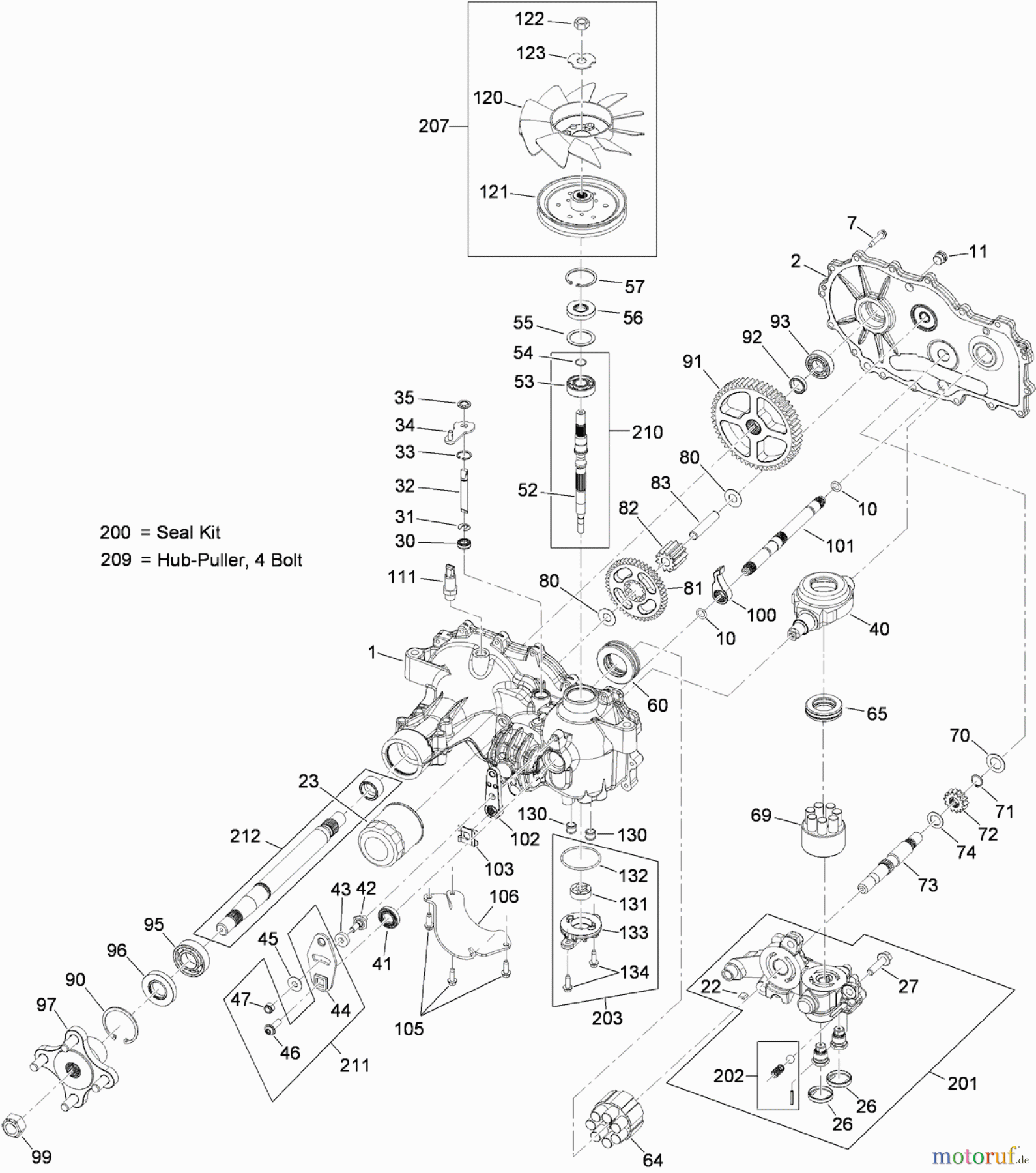  Toro Neu Mowers, Zero-Turn 74833 (ZX6030) - Toro TITAN ZX6030 Zero-Turn-Radius Riding Mower, 2010 (310000001-310999999) RH HYDRO ASSEMBLY NO. 115-2550