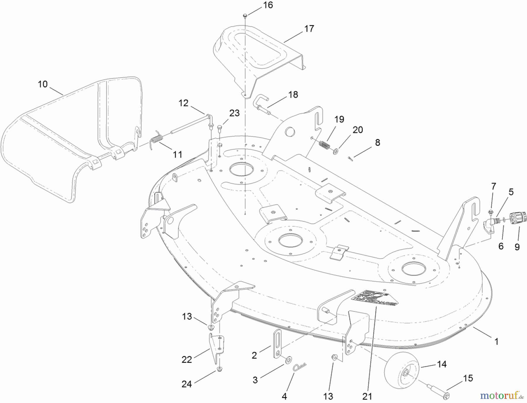 Toro Neu Mowers, Zero-Turn 74840 (ZX5020) - Toro TITAN ZX5020 Zero-Turn-Radius Riding Mower, 2011 (311000001-311999999) 50 INCH DECK ASSEMBLY
