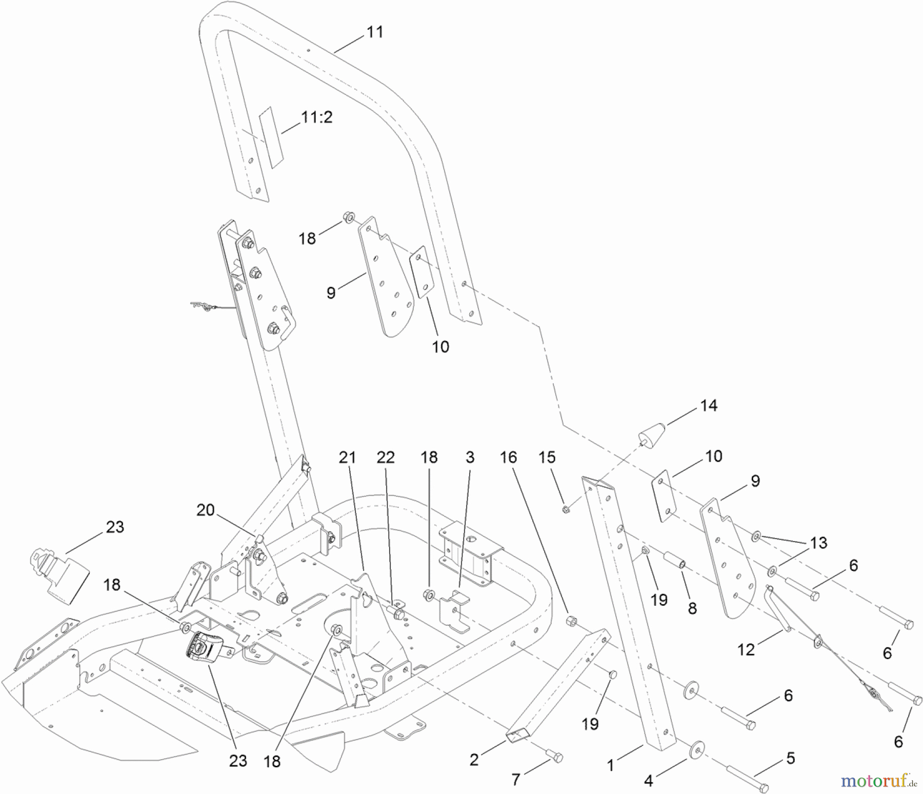 Toro Neu Mowers, Zero-Turn 74840 (ZX5020) - Toro TITAN ZX5020 Zero-Turn-Radius Riding Mower, 2011 (311000001-311999999) ROLL-OVER PROTECTION SYSTEM ASSEMBLY