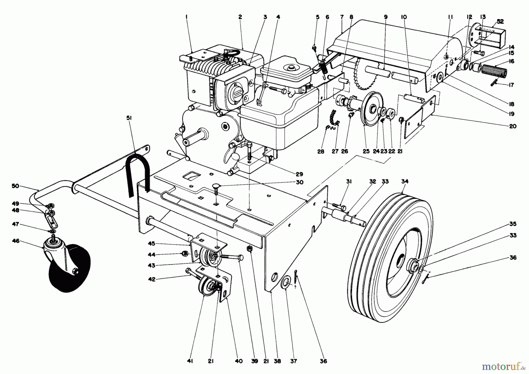  Toro Neu Blowers/Vacuums/Chippers/Shredders 62912 - Toro 5 hp Lawn Vacuum, 1980 (0000001-0999999) ENGINE AND BASE ASSEMBLY (MODEL 62923)