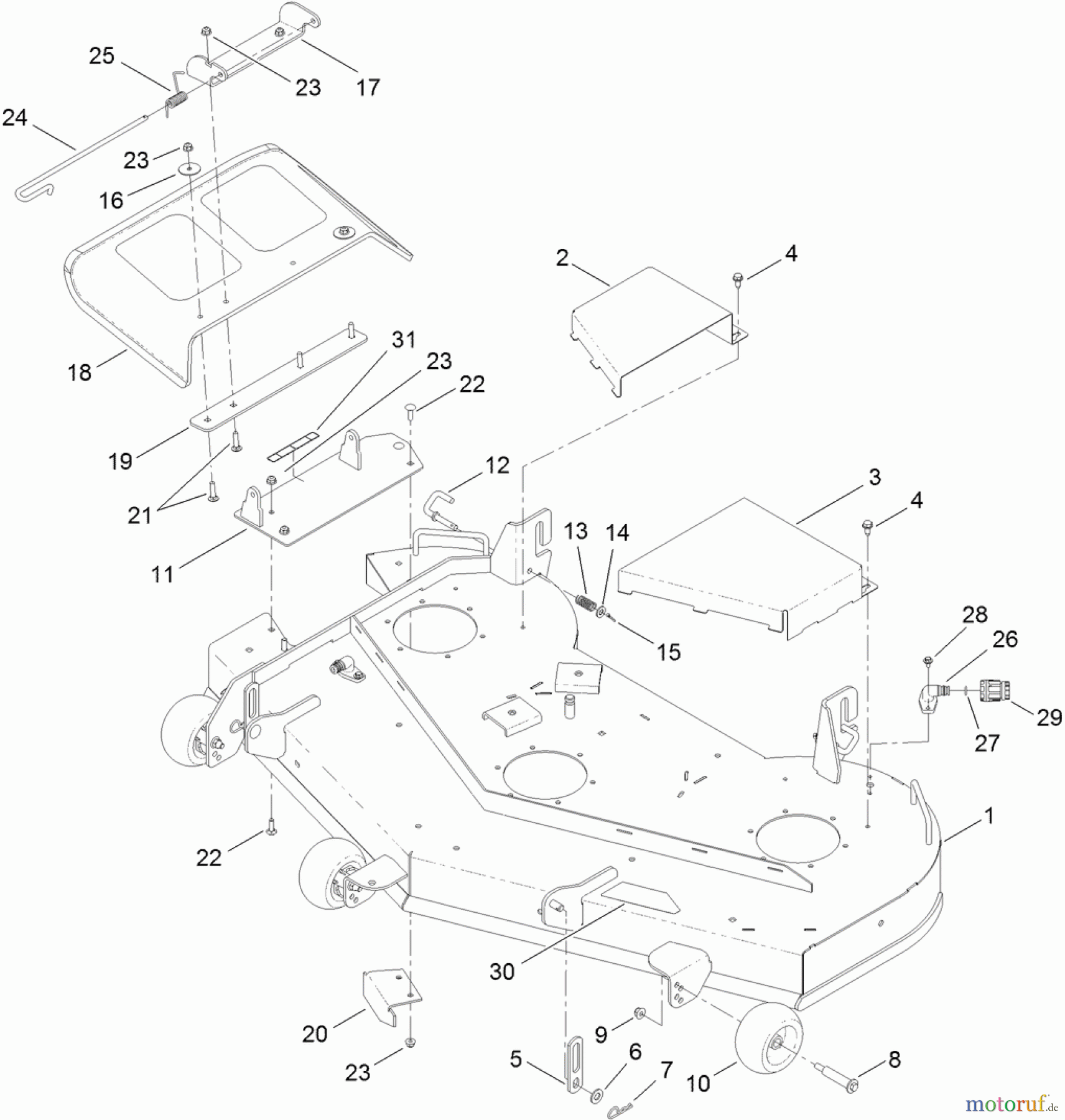  Toro Neu Mowers, Zero-Turn 74842 (ZX5420) - Toro TITAN ZX5420 Zero-Turn-Radius Riding Mower, 2012 (SN 312000001-312999999) 54 INCH DECK ASSEMBLY