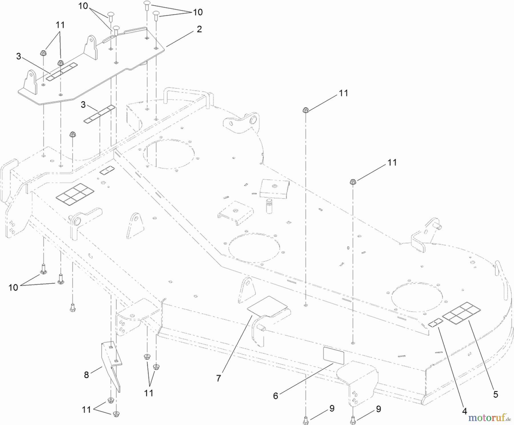  Toro Neu Mowers, Zero-Turn 74843 (ZX6020) - Toro TITAN ZX6020 Zero-Turn-Radius Riding Mower, 2011 (311000001-311999999) 60 INCH DECK DECAL ASSEMBLY NO. 119-3453